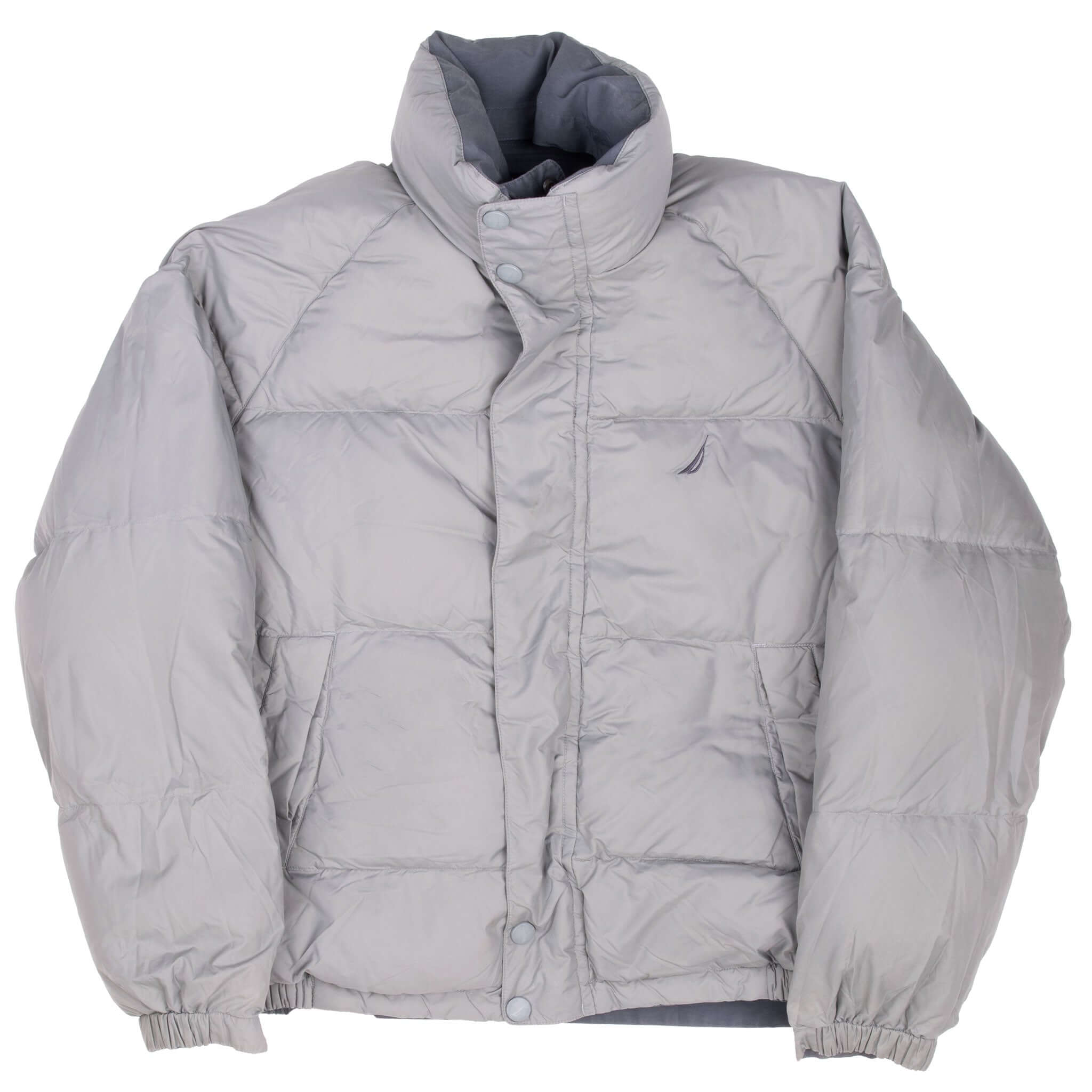 Vintage Nautica Reversible Grey Puffer Jacket 1990S Size Small