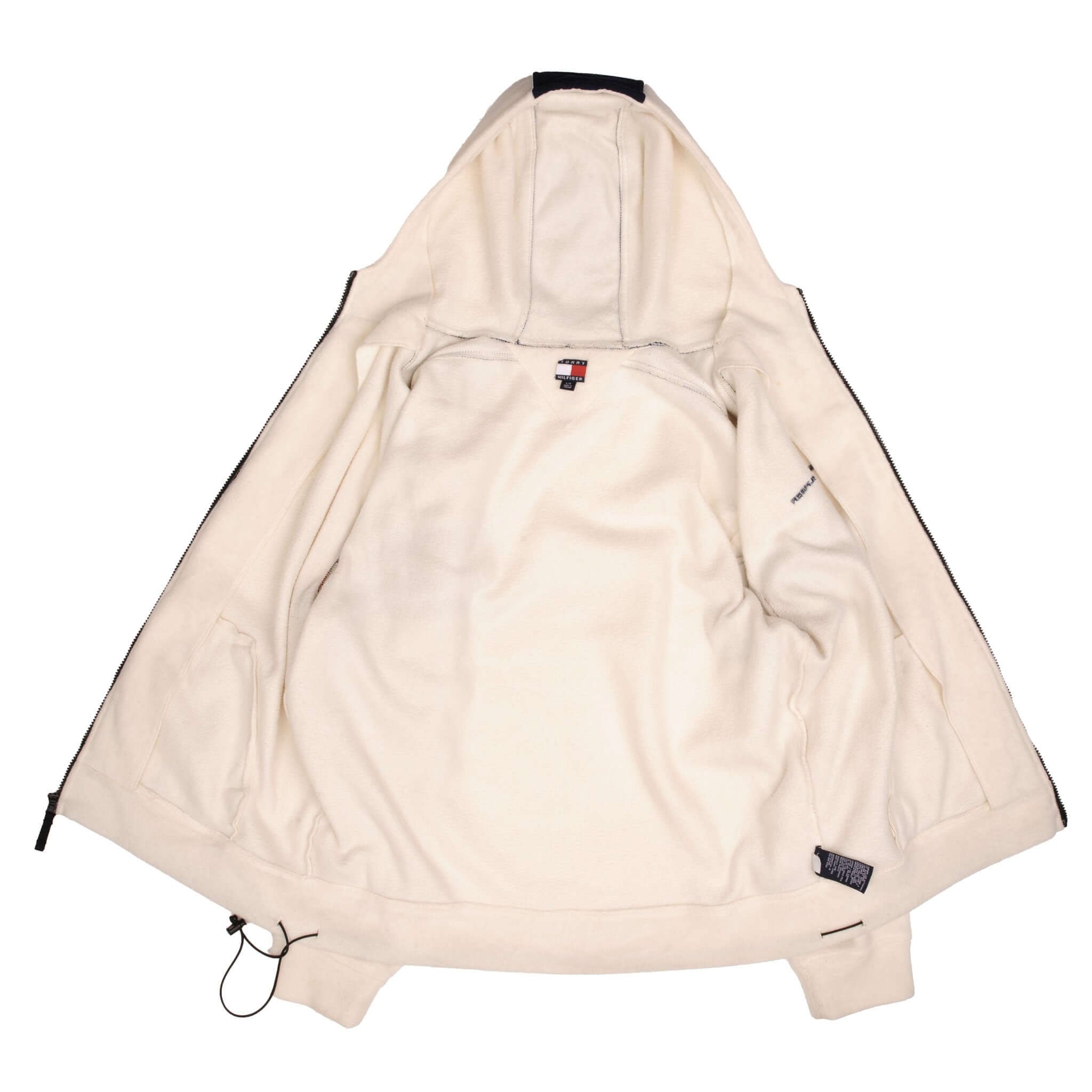 Vintage Tommy Hilfiger Beige Creme Hooded Jacket 1990S Size Large