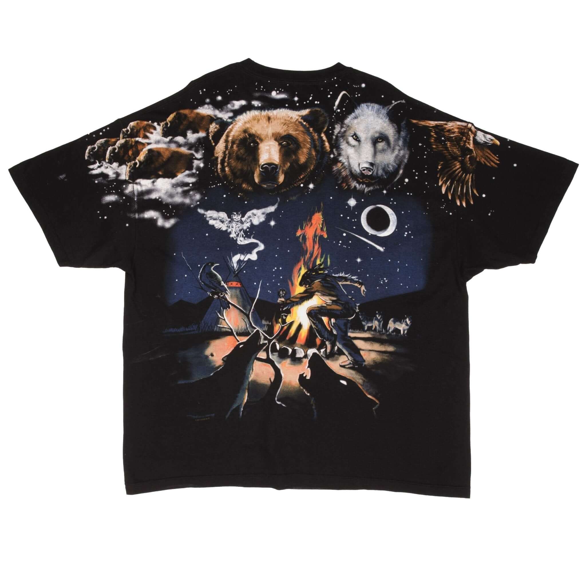 Vintage Liquid Blue Animal Print All Over Print Tee Shirt Size 3XL