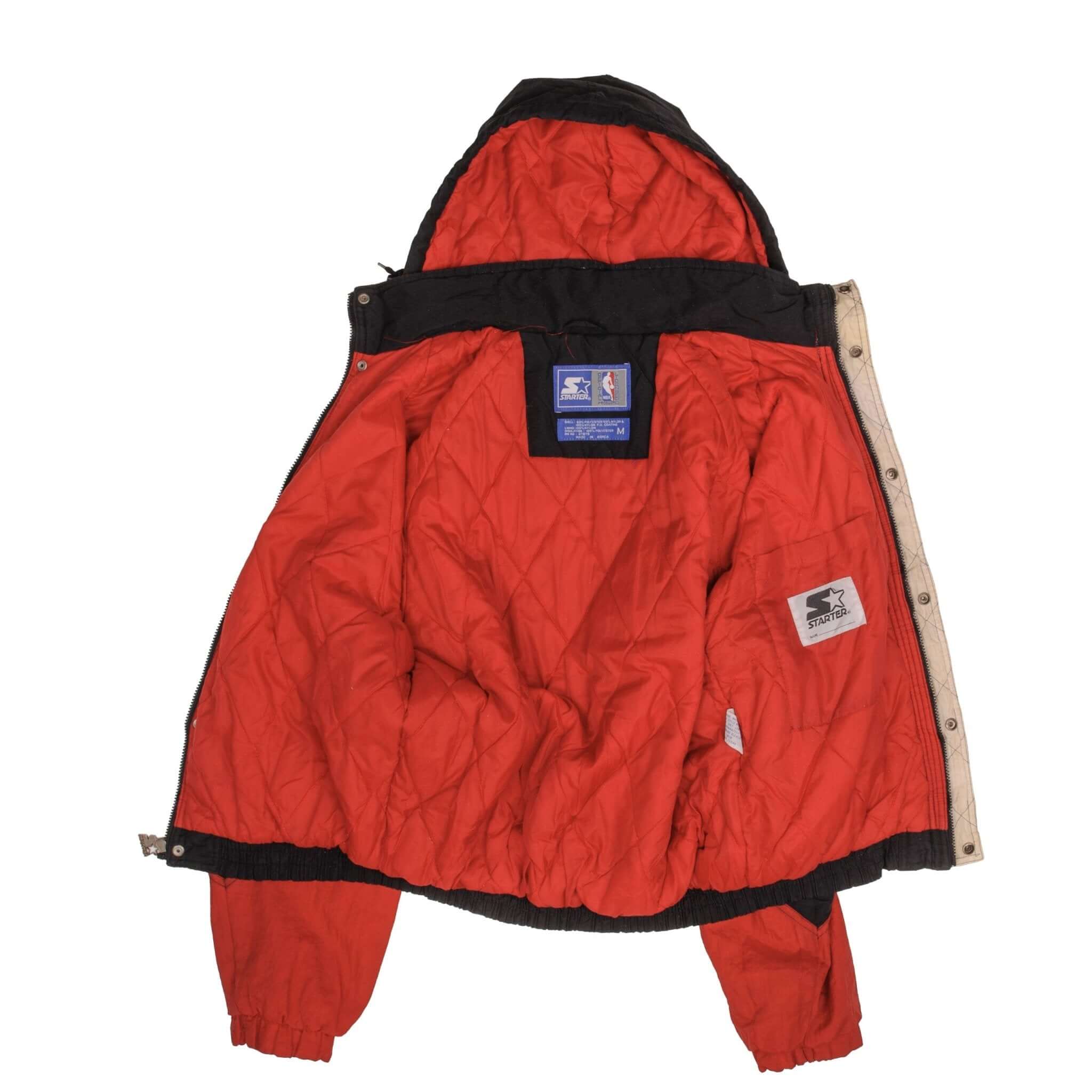 Vintage Nba Chicago Bulls 1990S Hooded Windbreaker Starter Jacket Size Medium