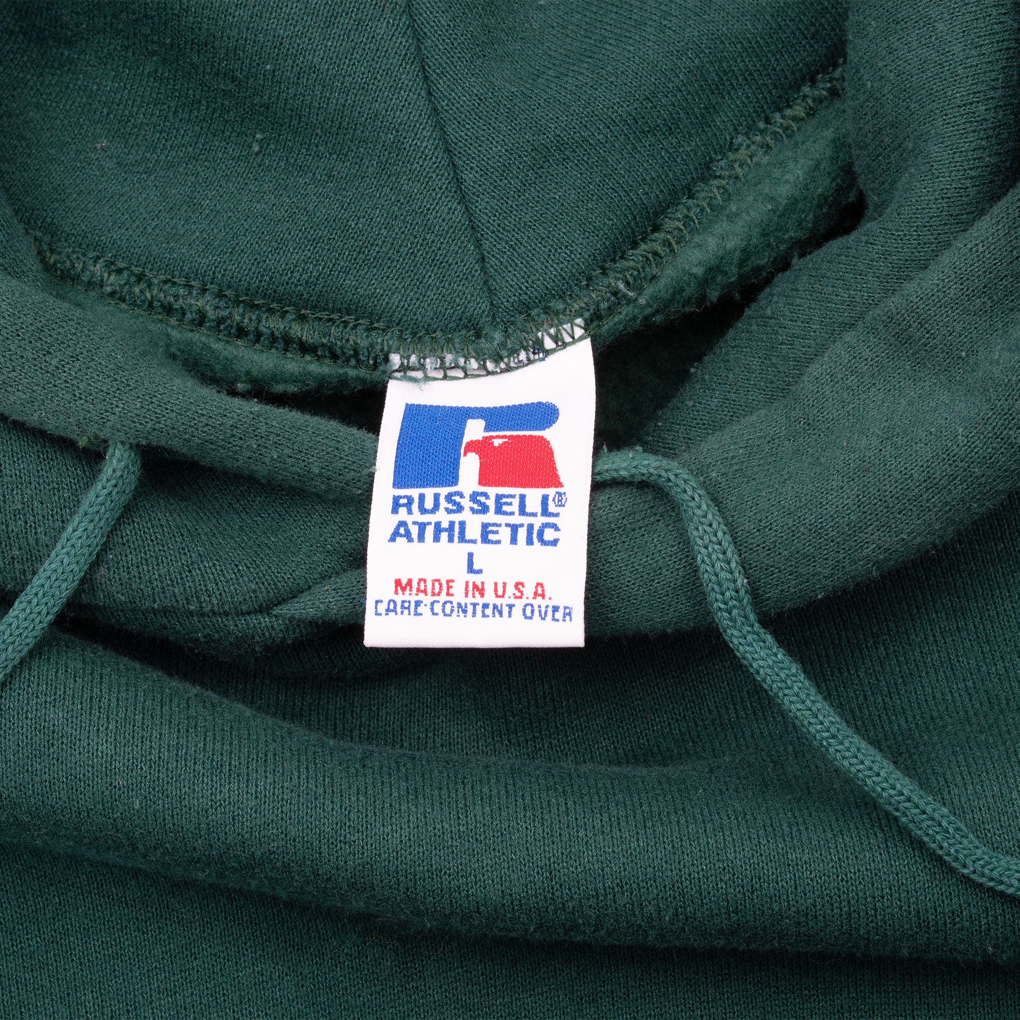 Vintage Russell Athletic Blank Pine Green Hoodie Sweatshirt 1990S Size Large Made In Usa