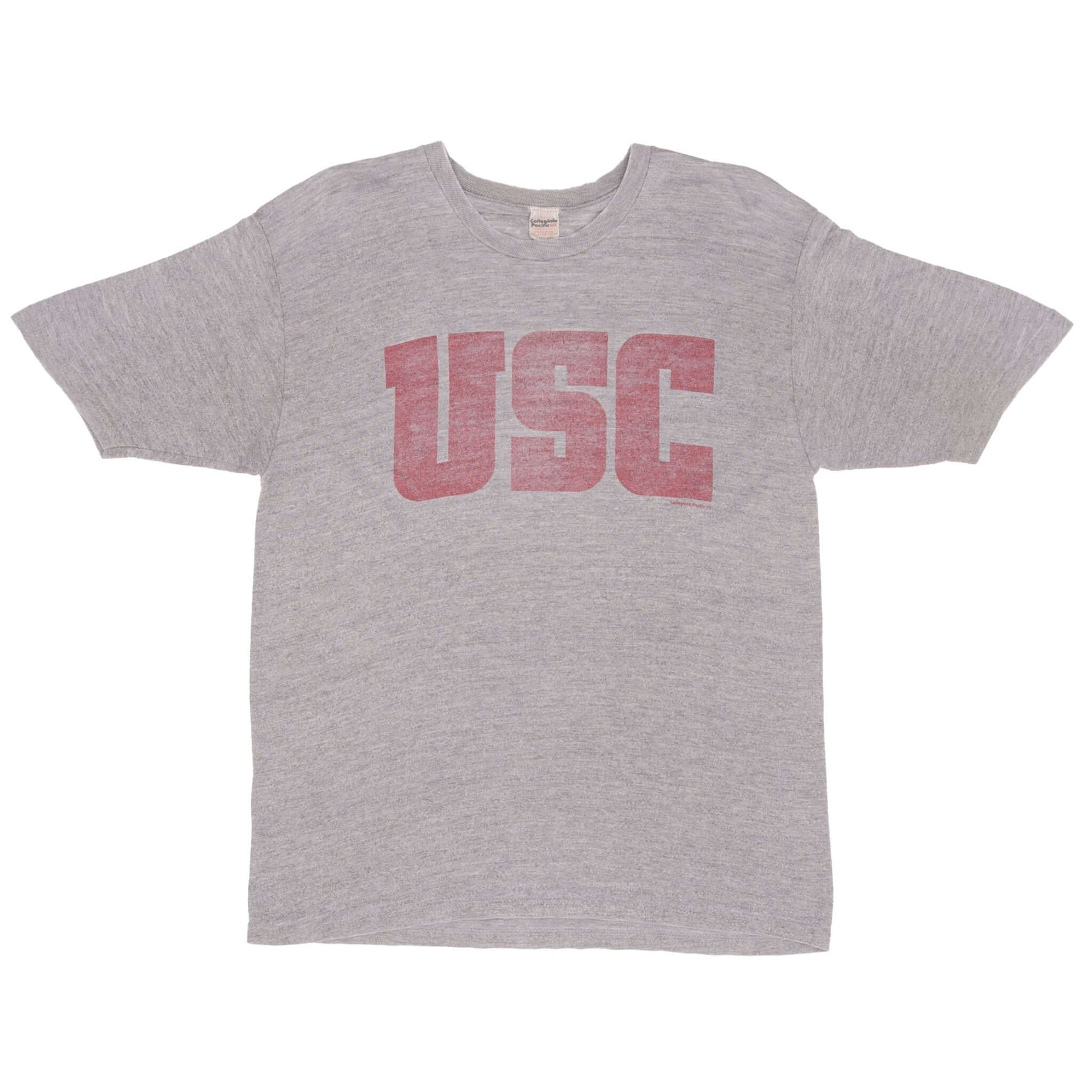 Vintage Usc Collegiate Pacific Tee Shirt 1970S Size Medium Made In USA With Single Stitch Sleeves