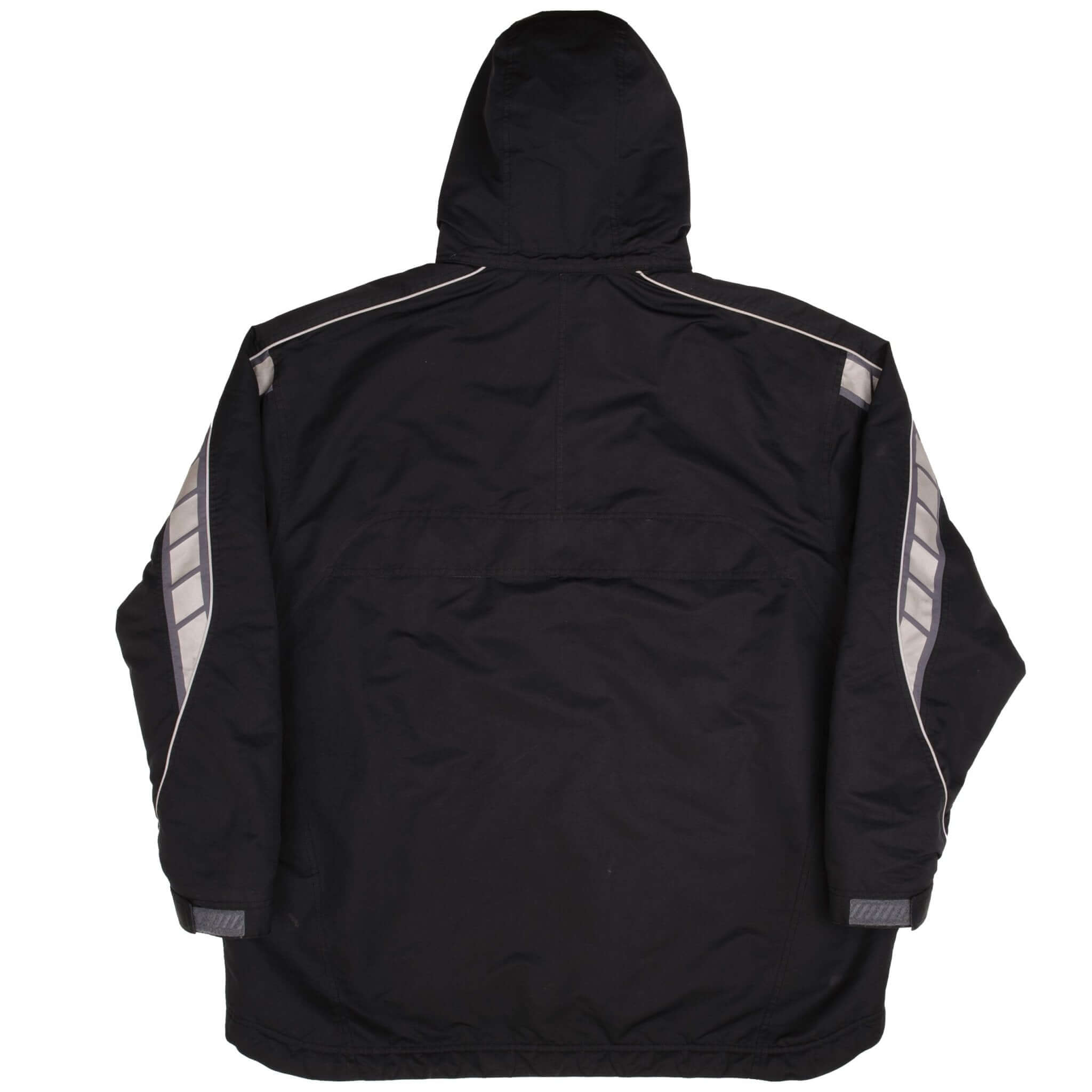 Vintage Nike Classic Swoosh Black Heavyweight Hooded Windbreaker Jacket 2000S Size 2XL