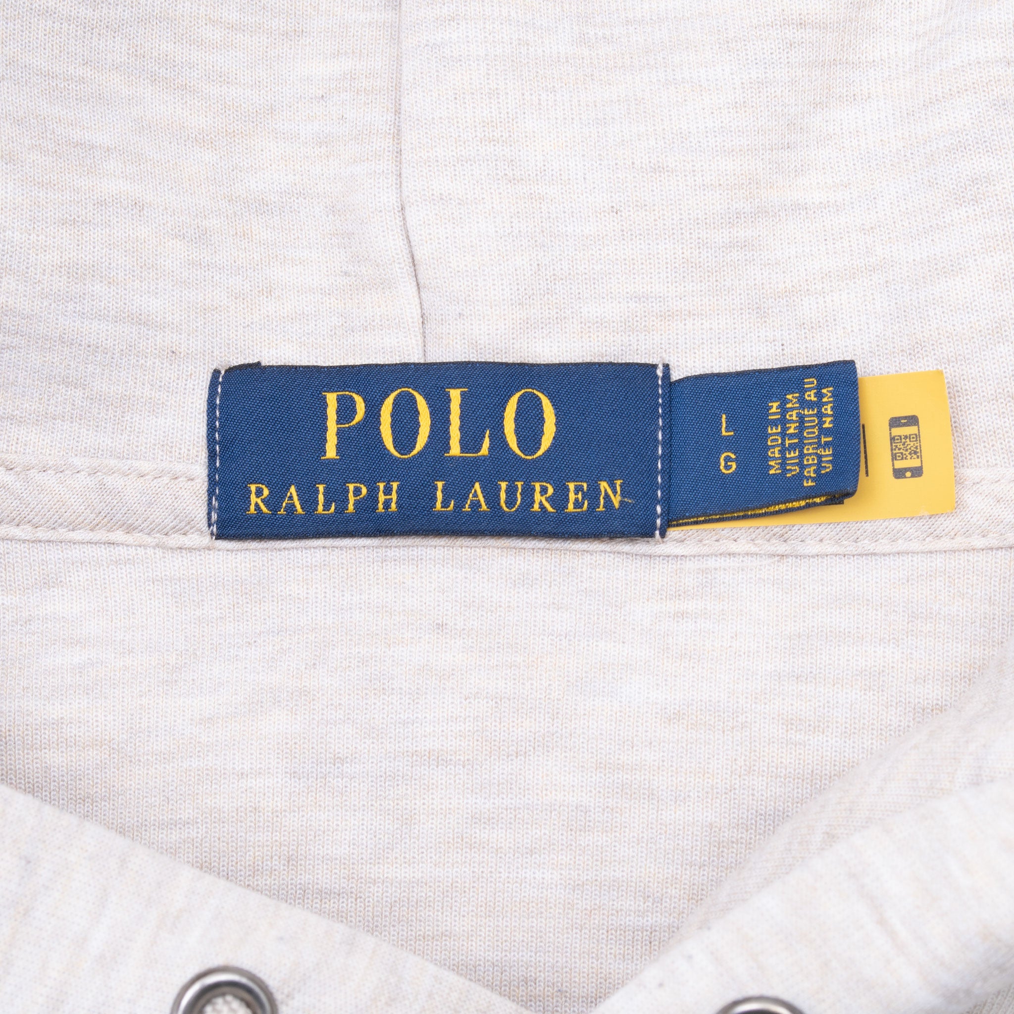 Vintage Ralph Lauren Beige Hoodie Sweatshirt Size Large