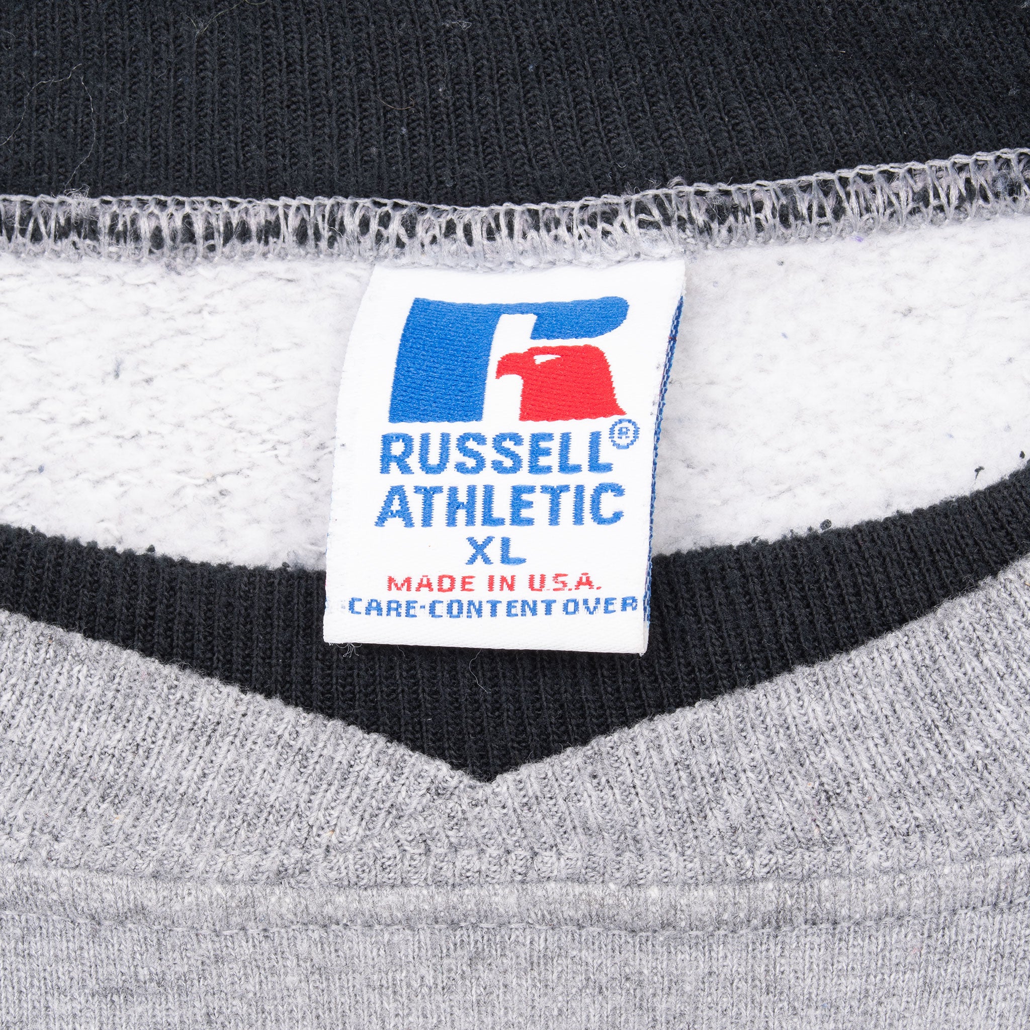 Vintage Russell Athletic Blank Black Grey Sweatshirt 1990S Size XL Made In Usa
