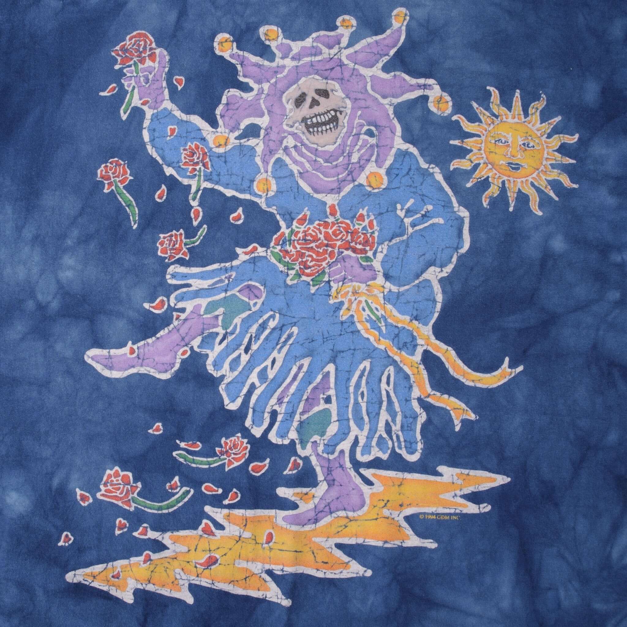 Vintage Tie-Dye Grateful Dead By Pinkerton Liquid Blue Tee Shirt 1994 Size XL Made In USA With Single Stitch Sleeves