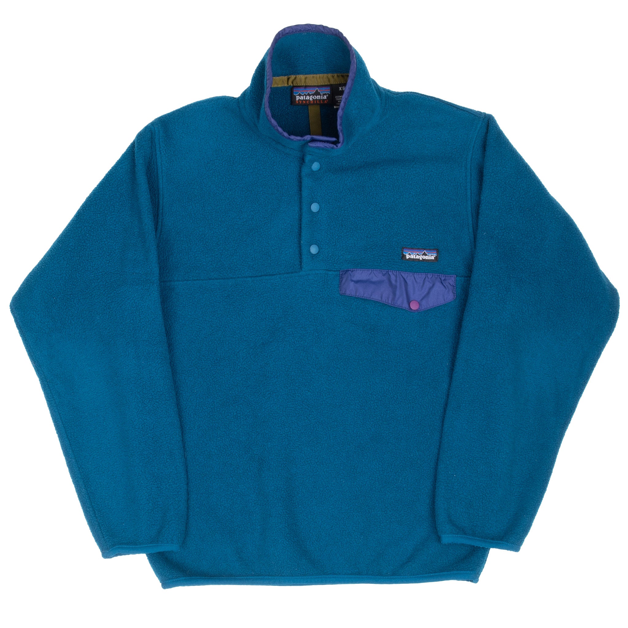 Vintage Patagonia Teal Blue Snap T Pullover Fleece Jacket 1990S Size XS