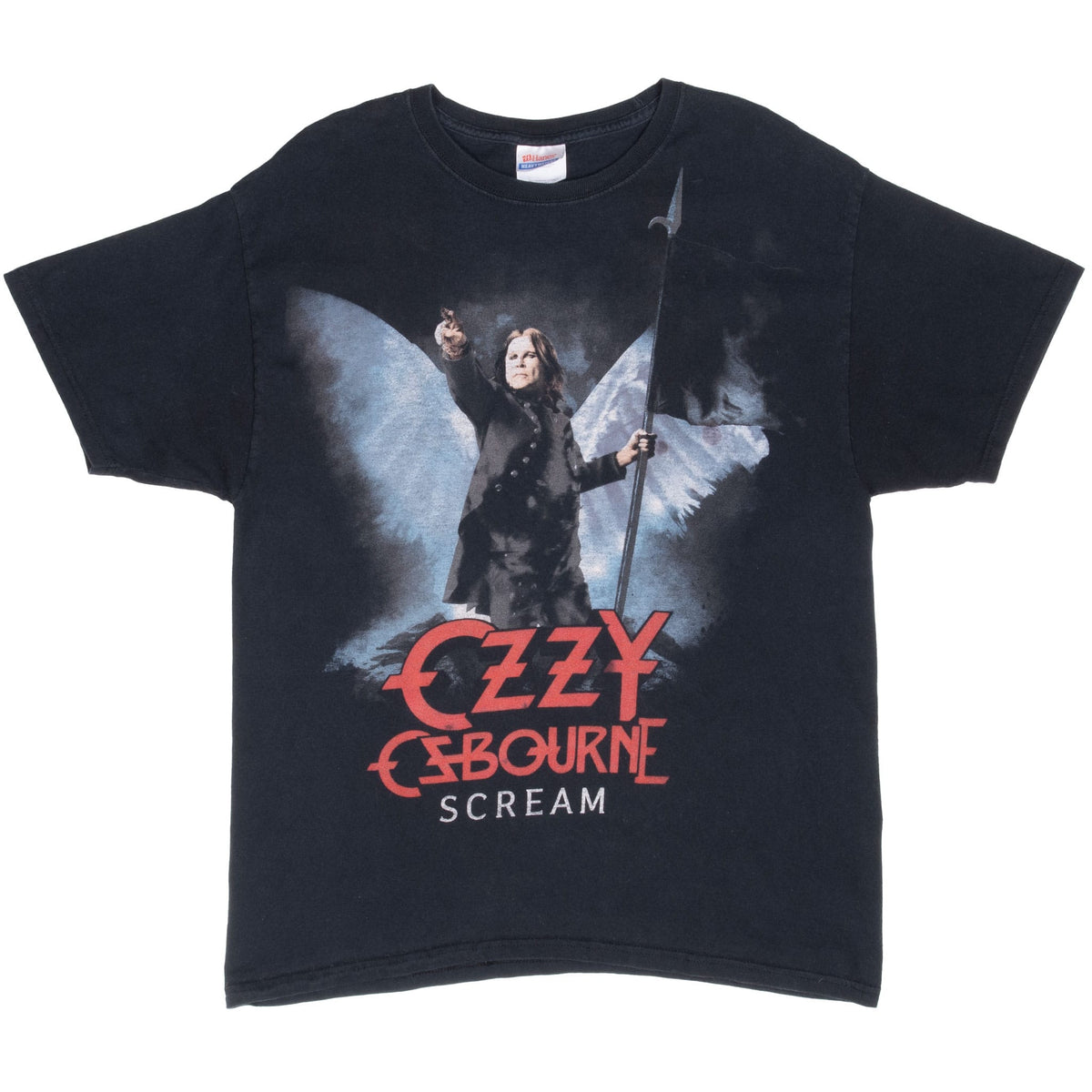 Full front view of black Ozzy Osbourne Scream tour T-shirt