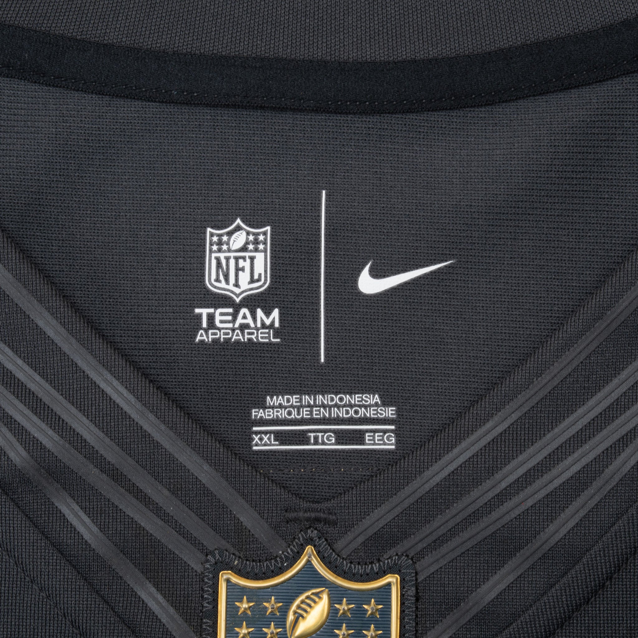 Nike NFL Team Apparel printed neck label marked XXL on black jersey