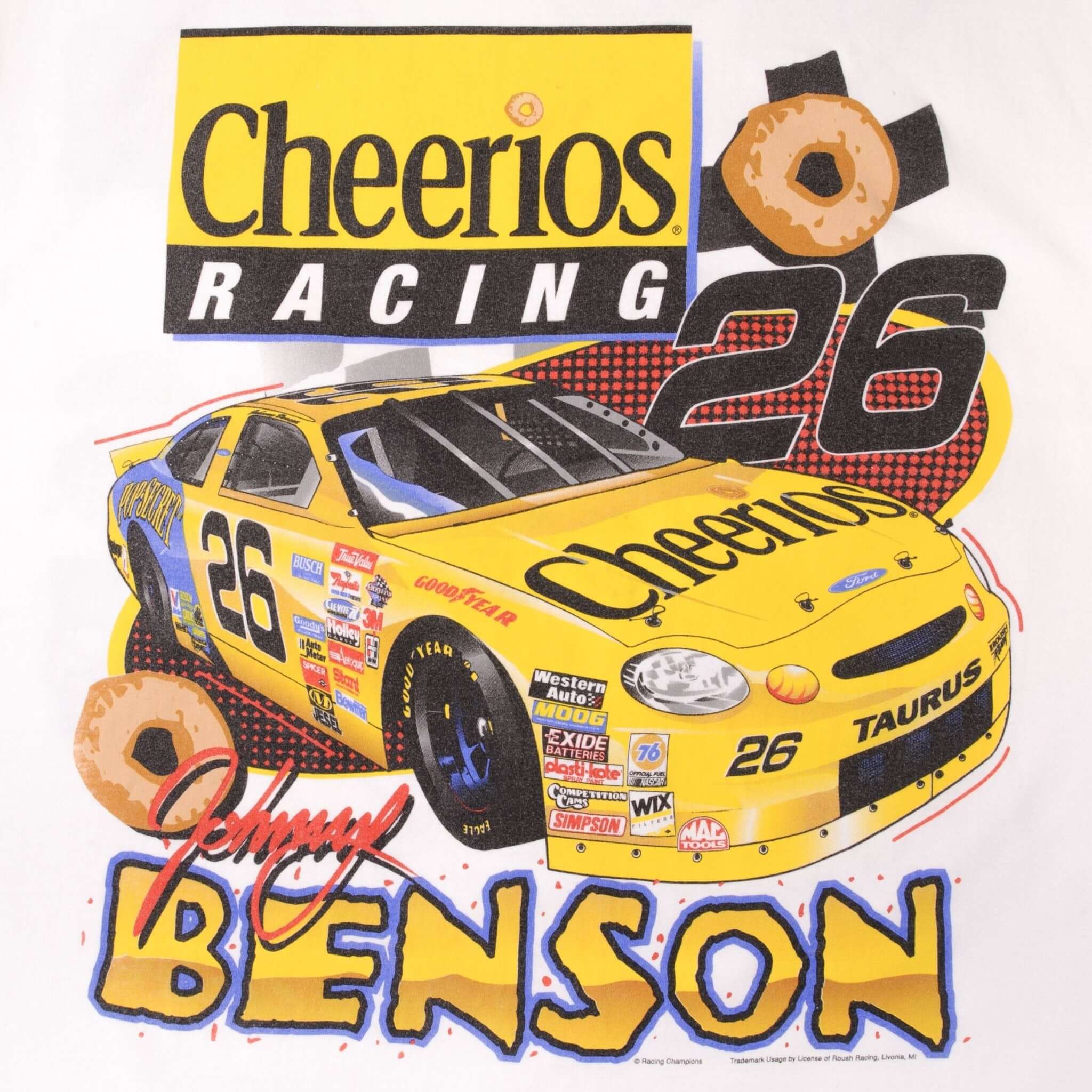 Vintage Nascar Johnny Benson Cheerios 1990S Tee Shirt Size Large