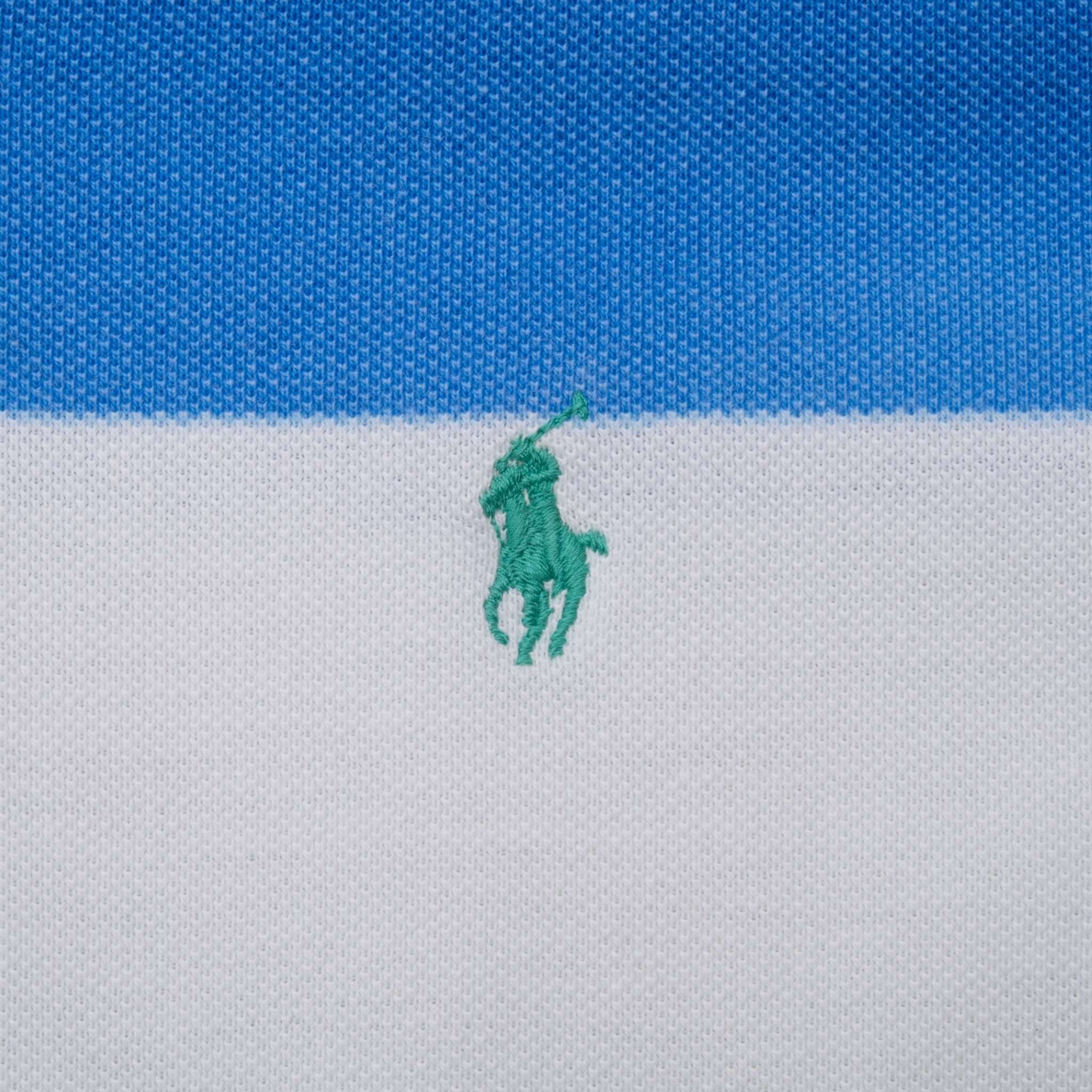 Vintage Ralph Lauren Blue And White Striped Polo Shirt 1990S Size Large