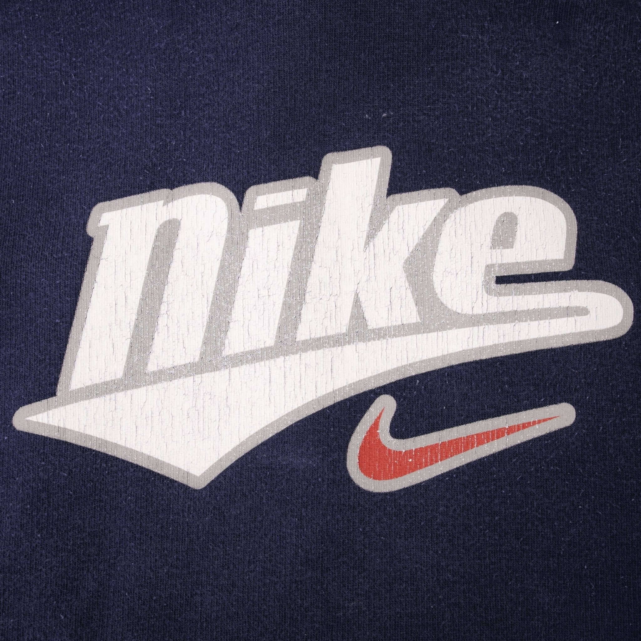 Vintage Navy Blue Nike Spellout Swoosh Hoodie 2000S Size XL