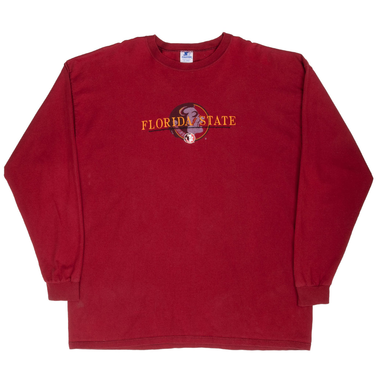 Full front view of garnet Florida State Seminoles long-sleeve T-shirt