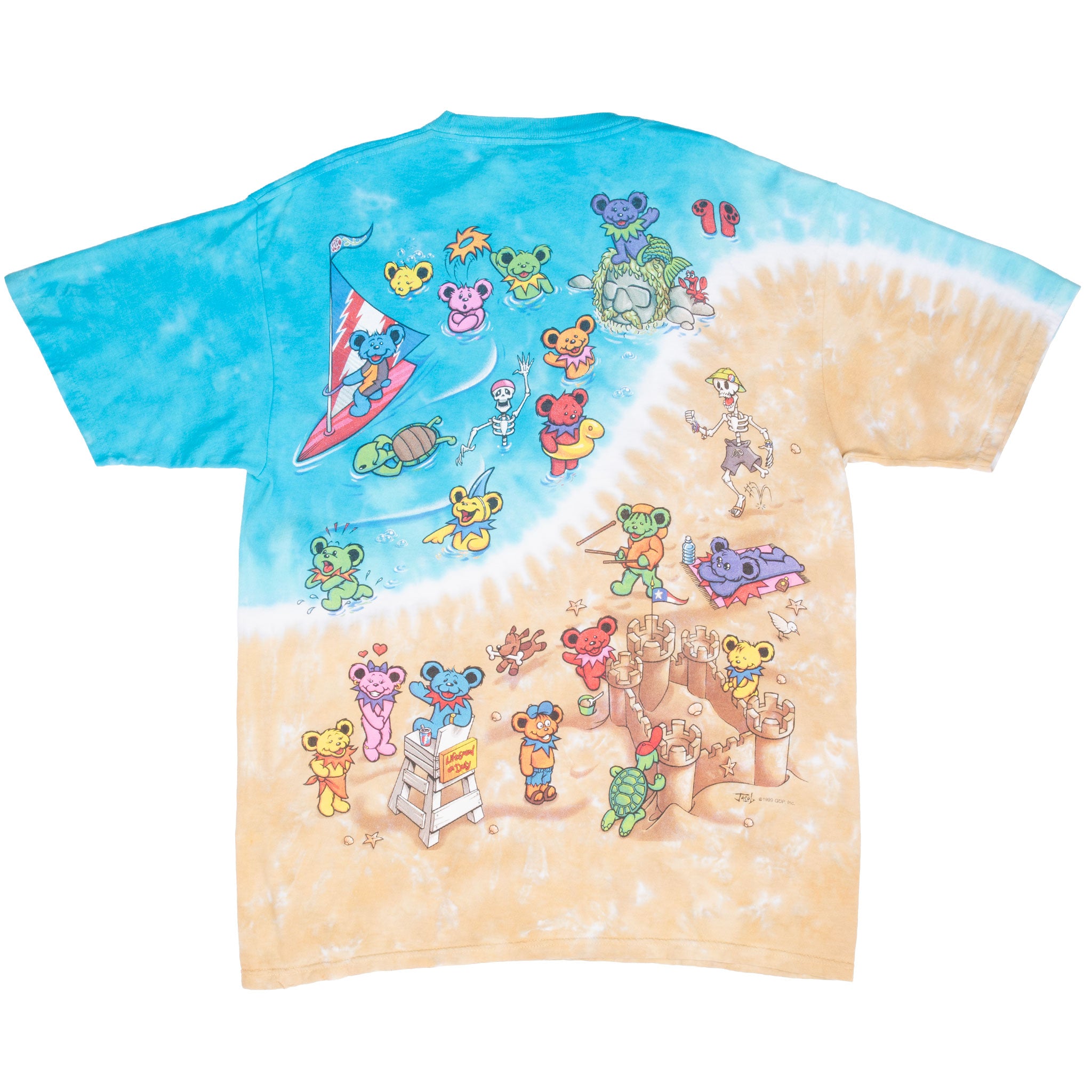 Vintage Grateful Dead Beach Tie Dye Liquid Blue Tee Shirt 1999 Size Medium