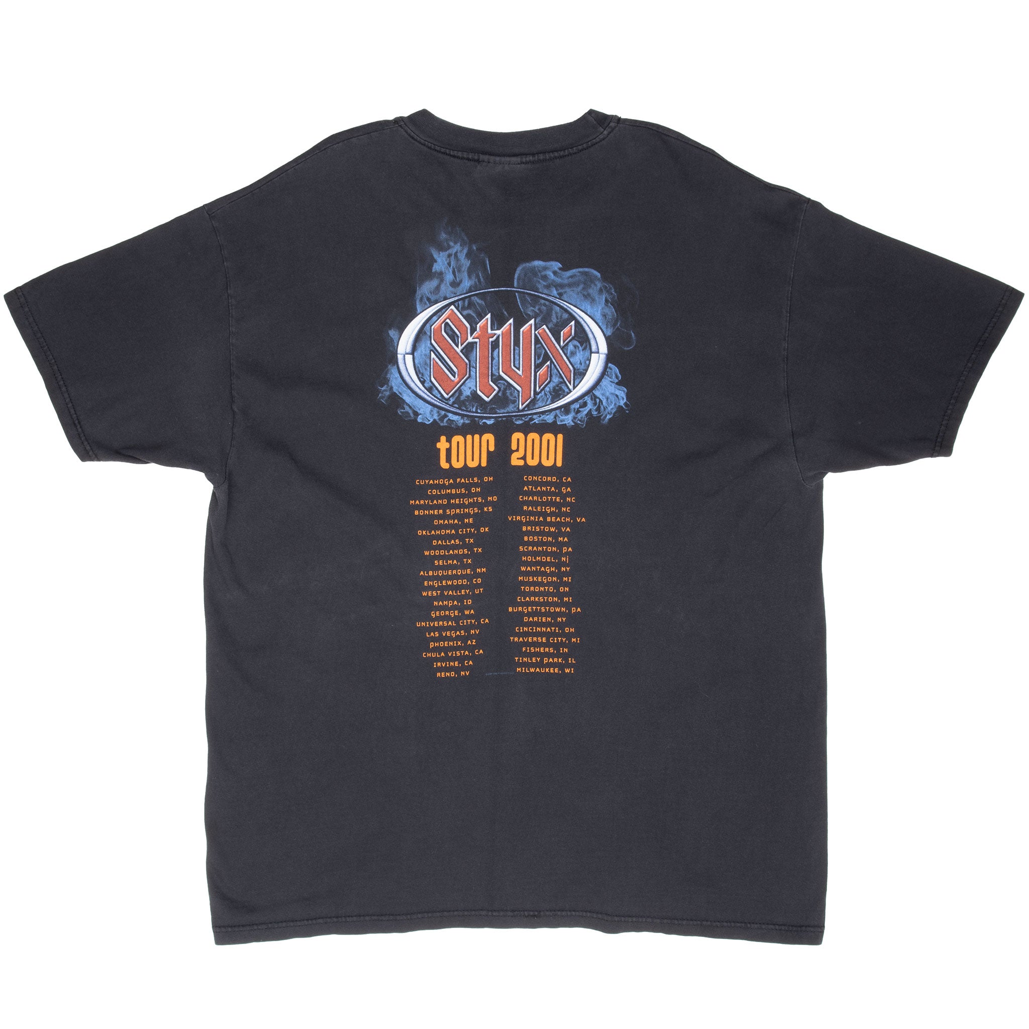 Vintage Styx Tour 2001 Black Tee Shirt Size XL