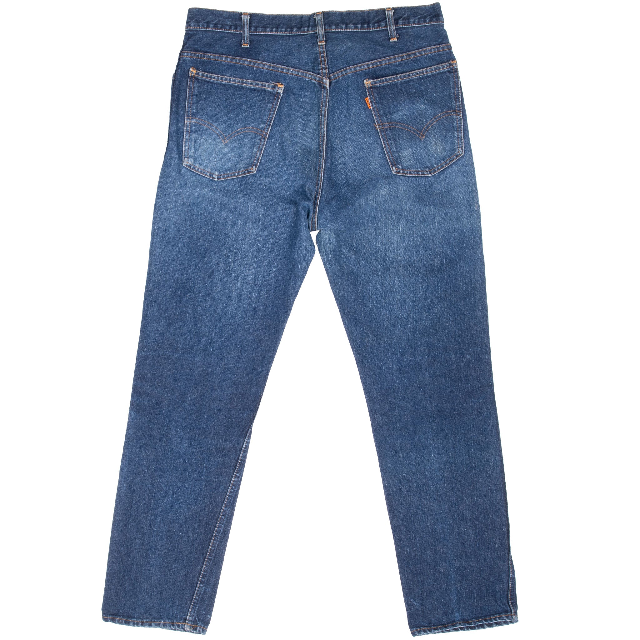 Back view of Levi's 606 bootcut indigo jeans with two patch pockets