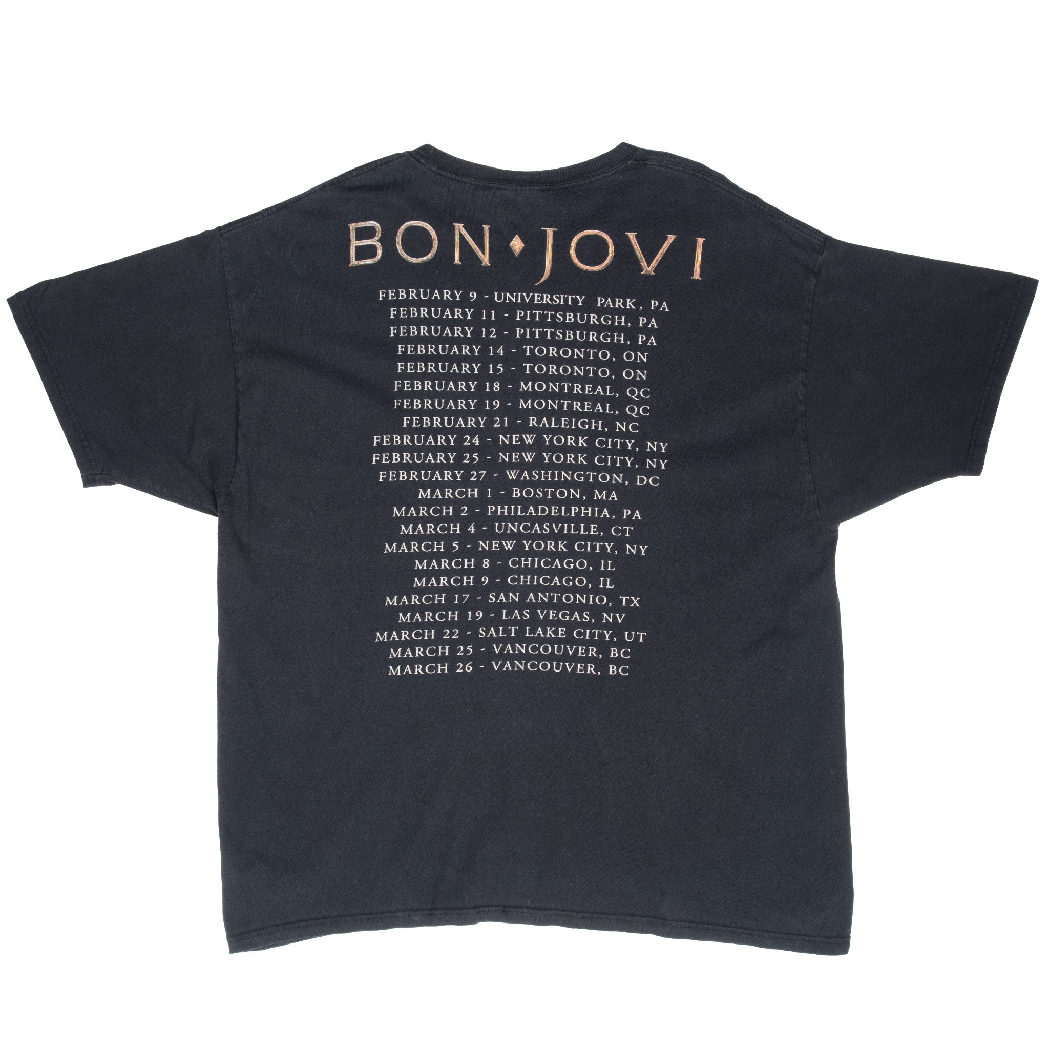 Vintage Bon Jovi Tour 2000S Black Tee Shirt Size XL