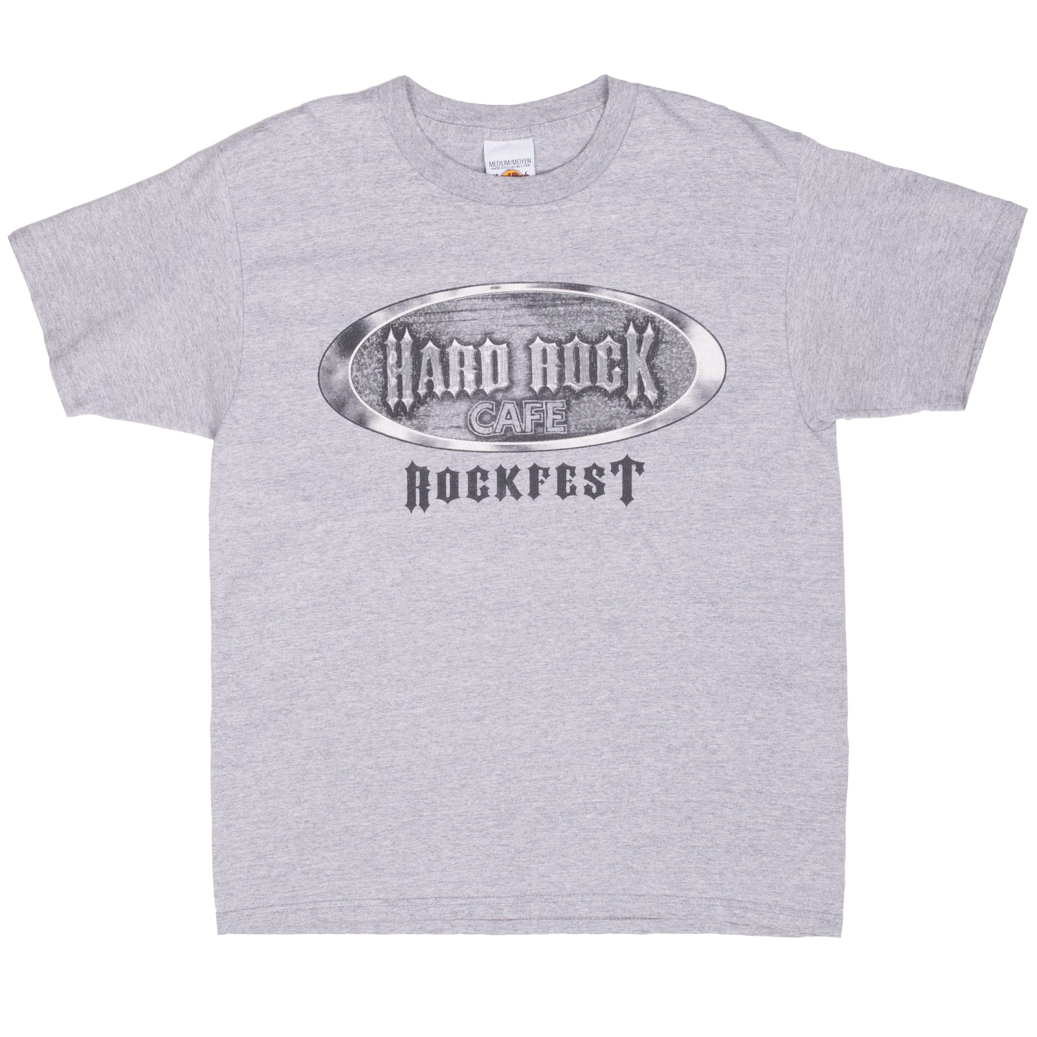 Full front view of gray Hard Rock Cafe Rockfest Chicago T-shirt