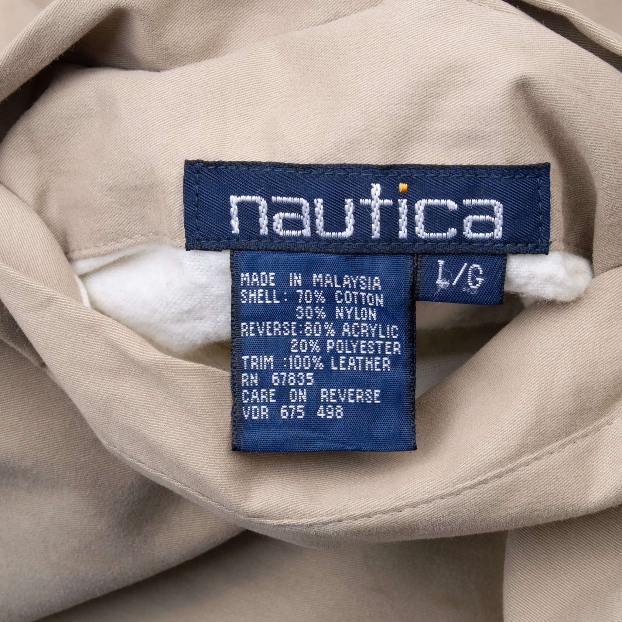 Vintage Nautica Reversible Beige Harrington Jacket 1990S Size Large