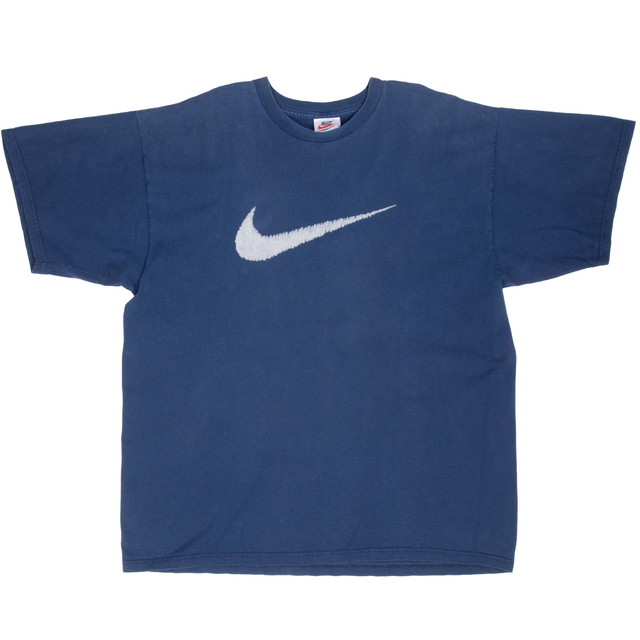 Vintage Nike Big Swoosh Blue Tee Shirt Late 1990s Size XL Made In USA