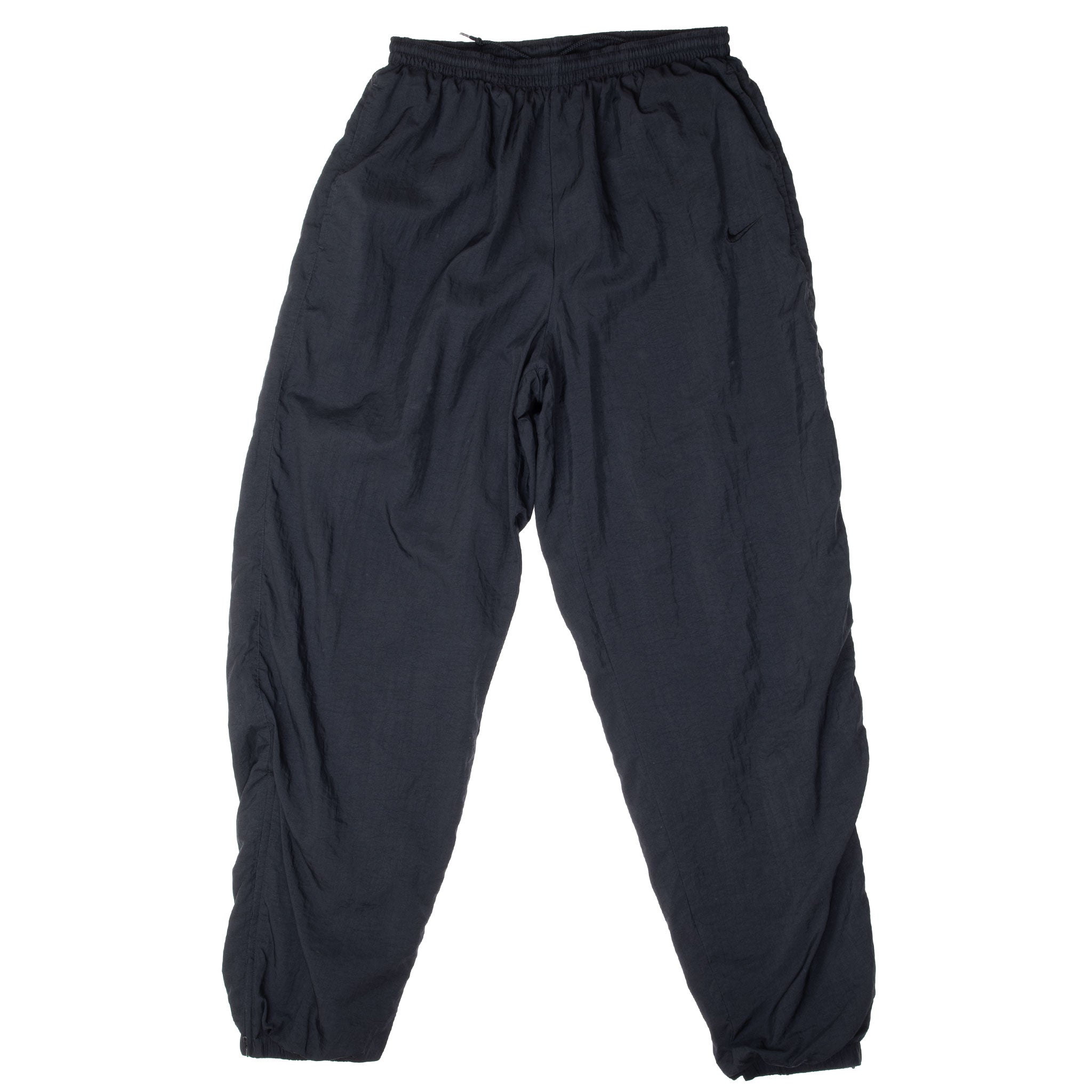 Vintage Nike Classic Swoosh Black Nylon Track Pants 1990S Size Large