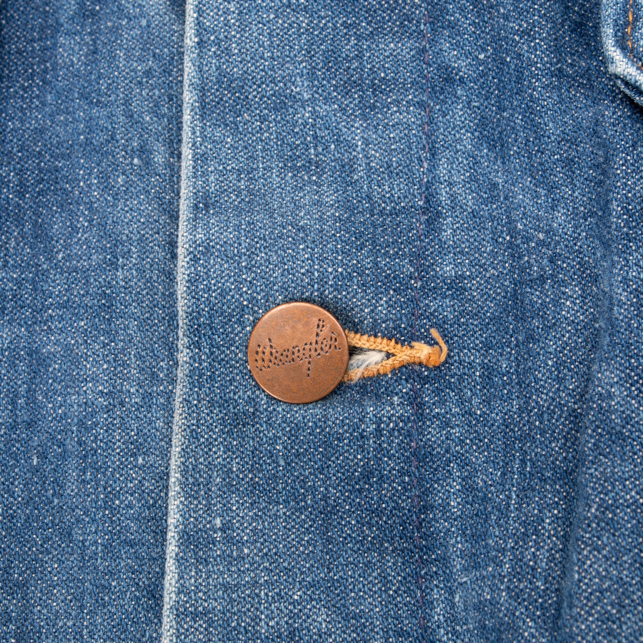 Vintage Wrangler 2 Pockets Blue Denim Jacket 1970S Size 42L Made In Usa