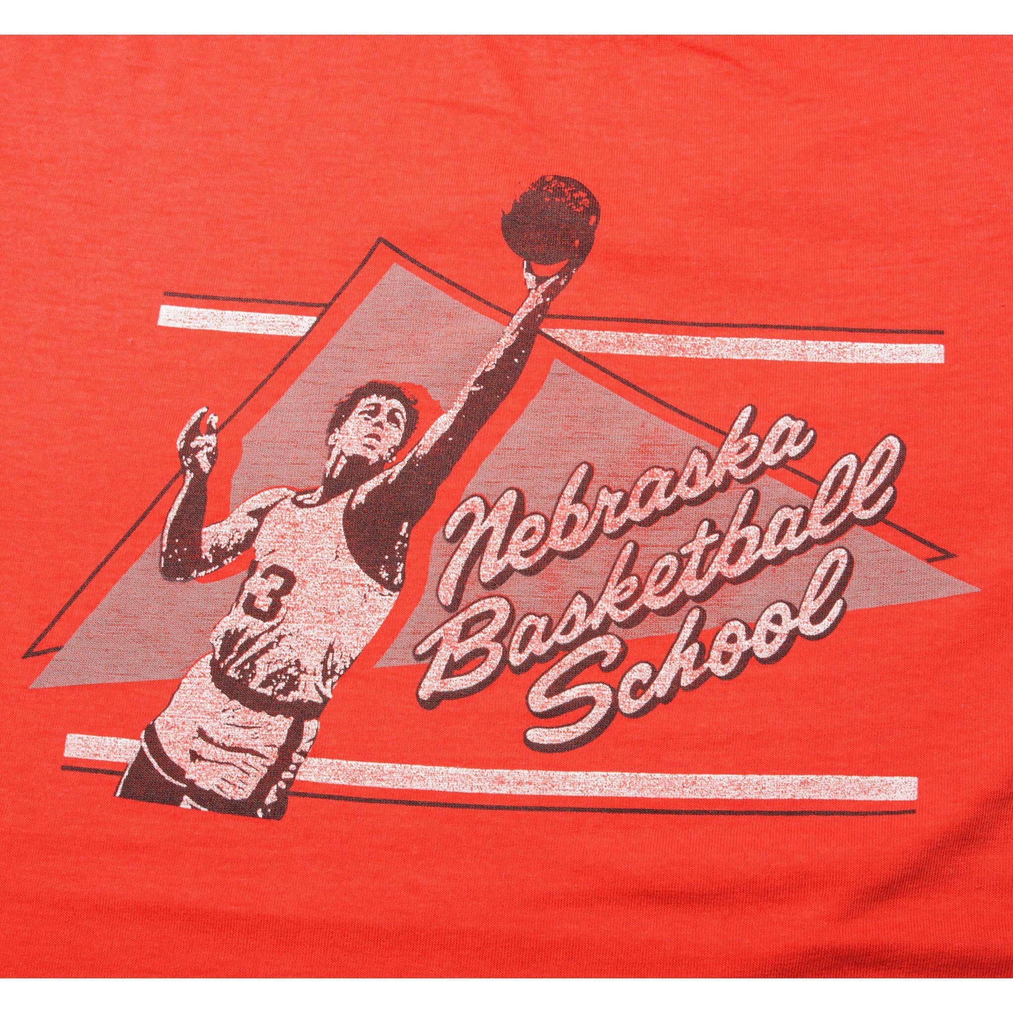 Vintage Nike Nebraska Basketball School Tee Shirt 1984-1987 Size Large Made In USA With Single Stitch Sleeves.