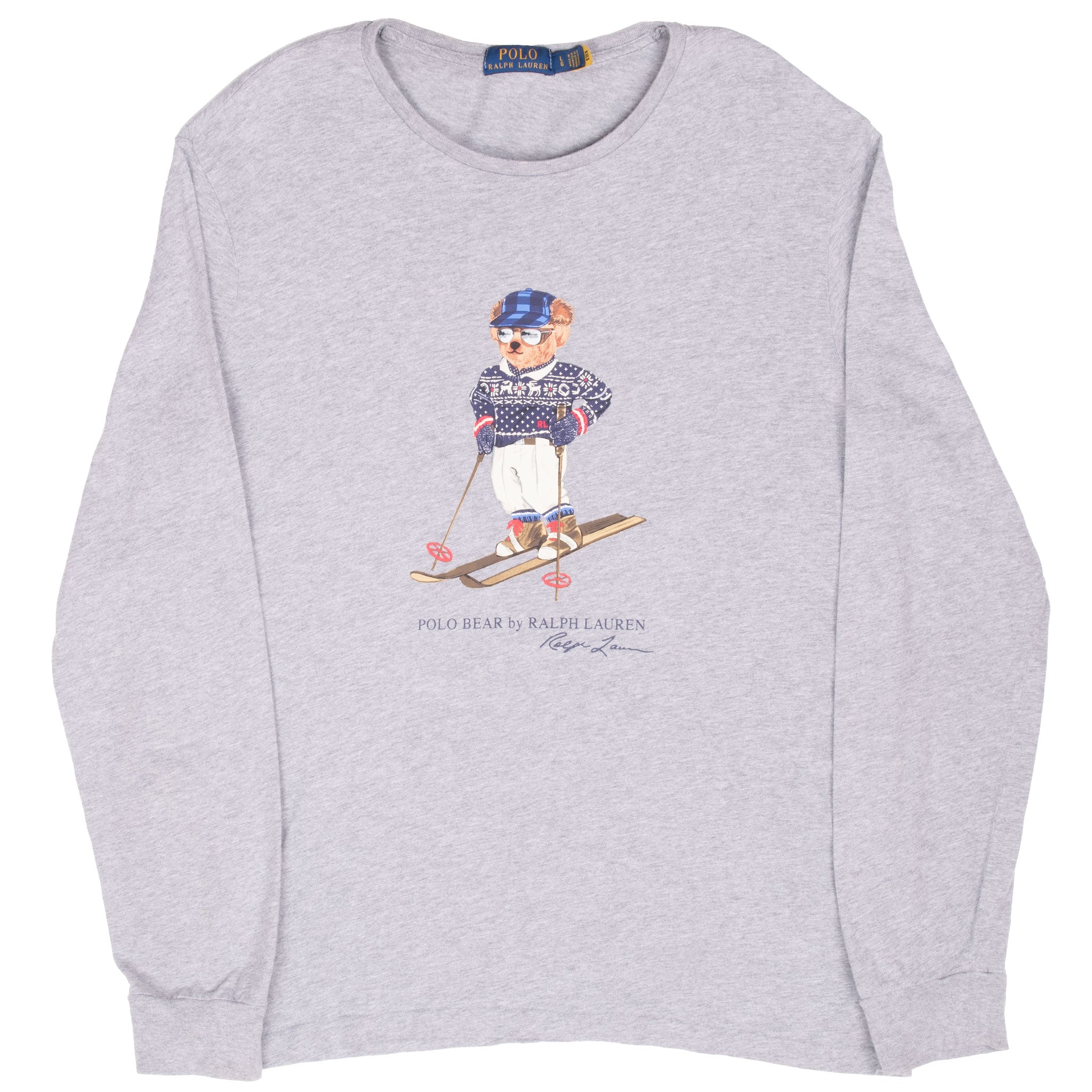 Vintage Ralph Lauren Polo Bear Ski Long Sleeve Tee Shirt Size Large