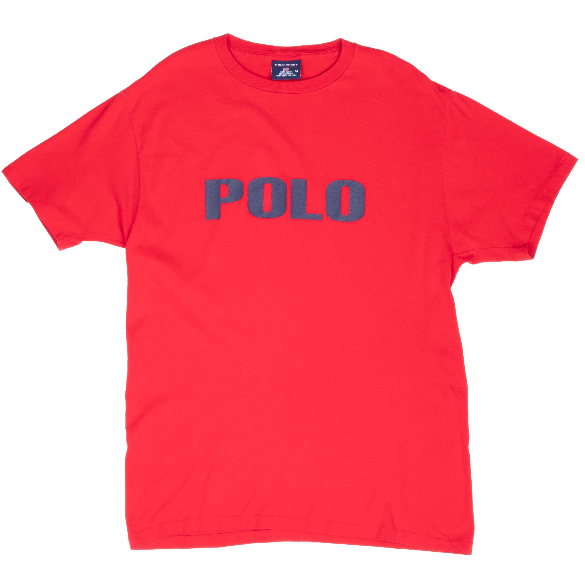 Vintage Ralph Lauren Polo Sport Red Tee Shirt 1990S Size XL With Single Stitch Sleeves With Single Stitch Sleeves