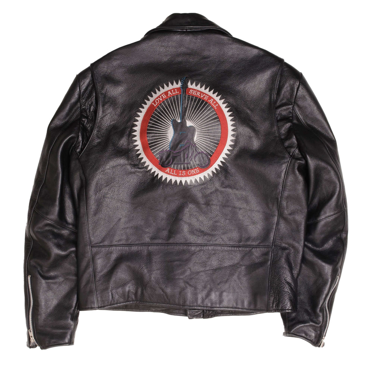 Vintage Hard Rock Cafe New York Love All, Serve All, All Is One Leather Jacket 1990S Size Medium