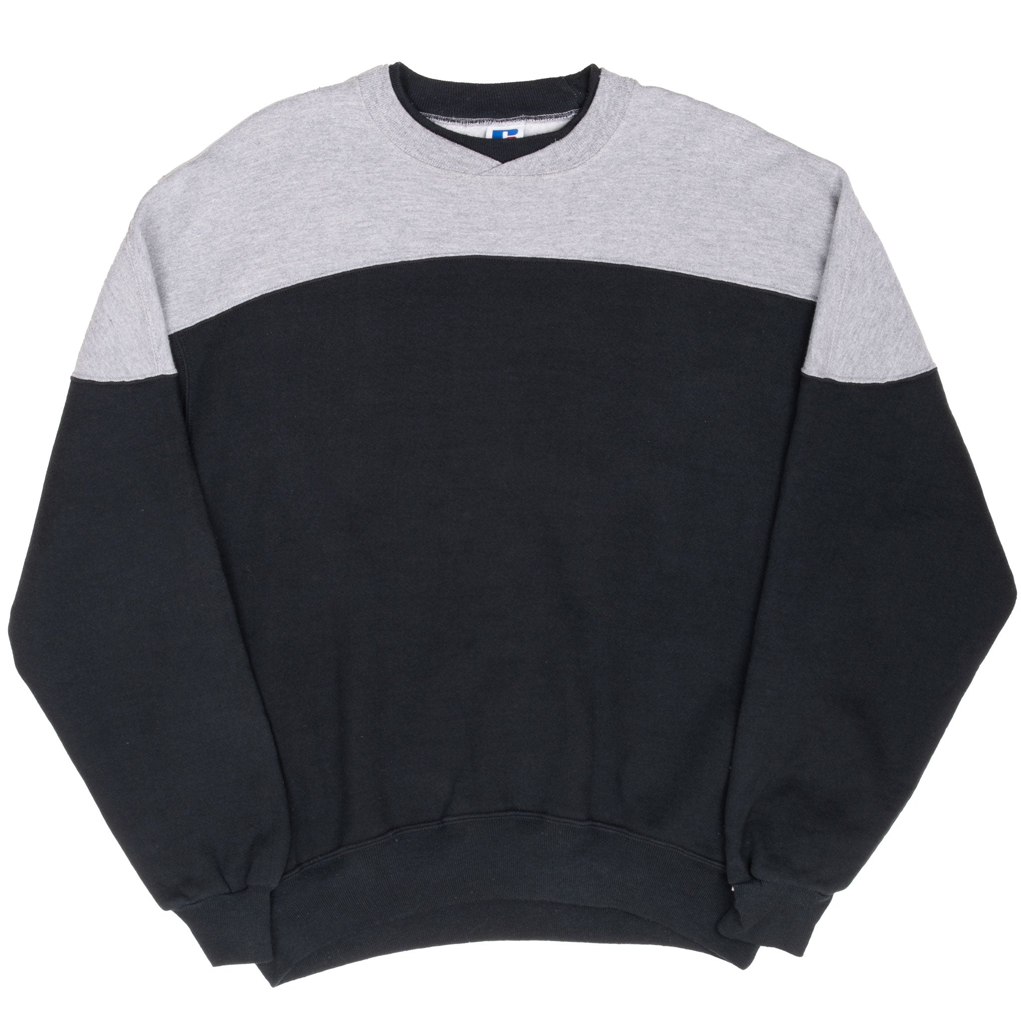 Vintage Russell Athletic Blank Black Grey Sweatshirt 1990S Size XL Made In Usa