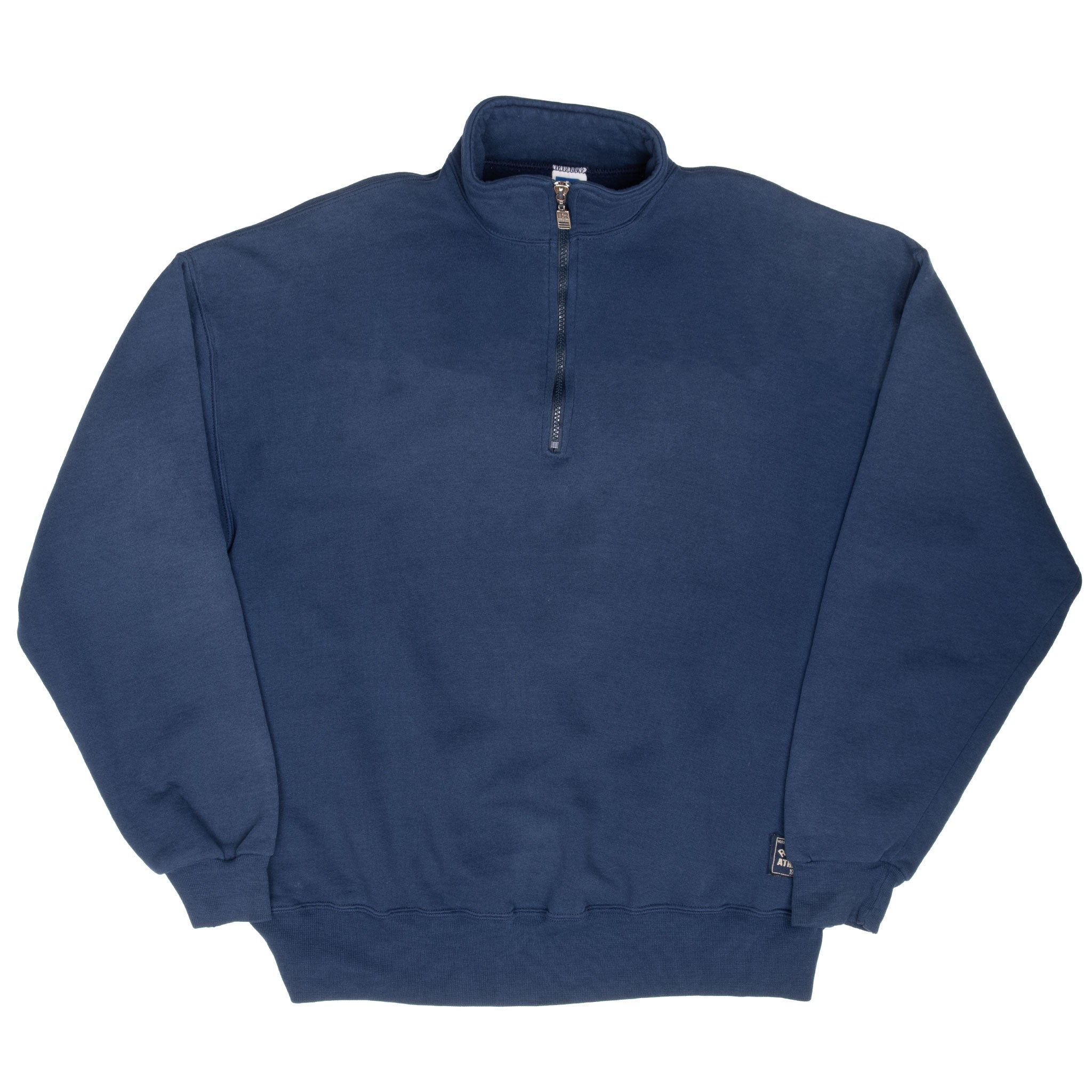 Vintage Russell Athletic Navy Blue Quarter 1/4 Zip Sweatshirt 1990S Size XL Made In Usa
