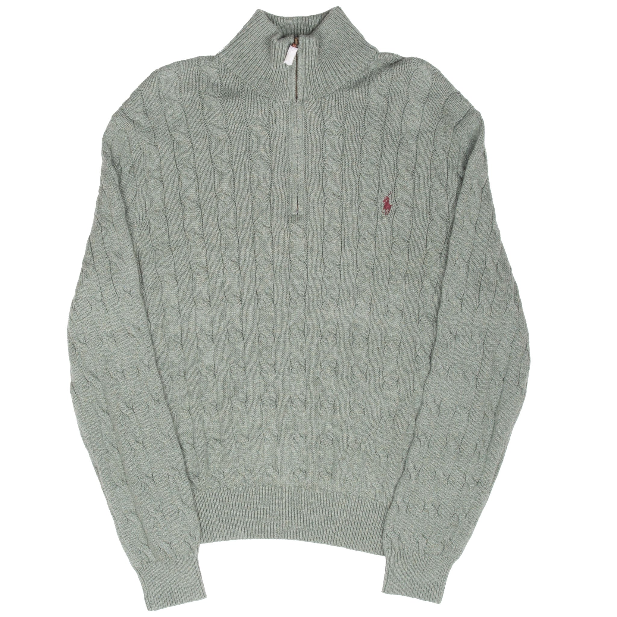 Vintage Polo Ralph Lauren Sage Green Quarter 1/4 Zip Sweater Size Large Deadstock
