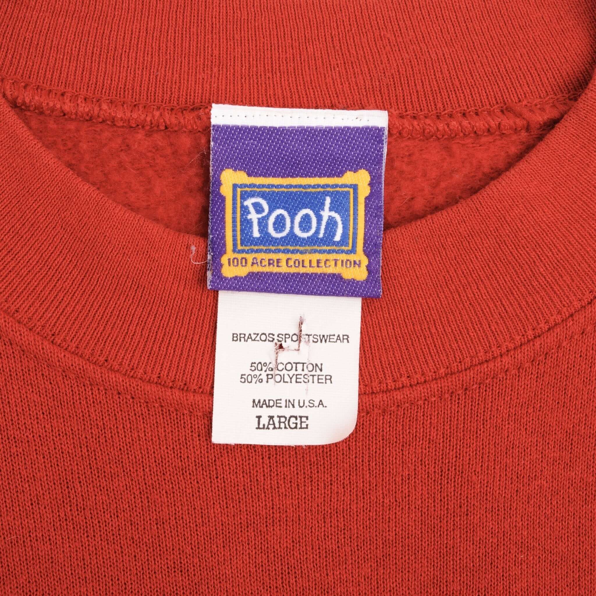 Vintage Disney Winnie The Pooh Embroidered 1990S Sweatshirt Large Made In USA