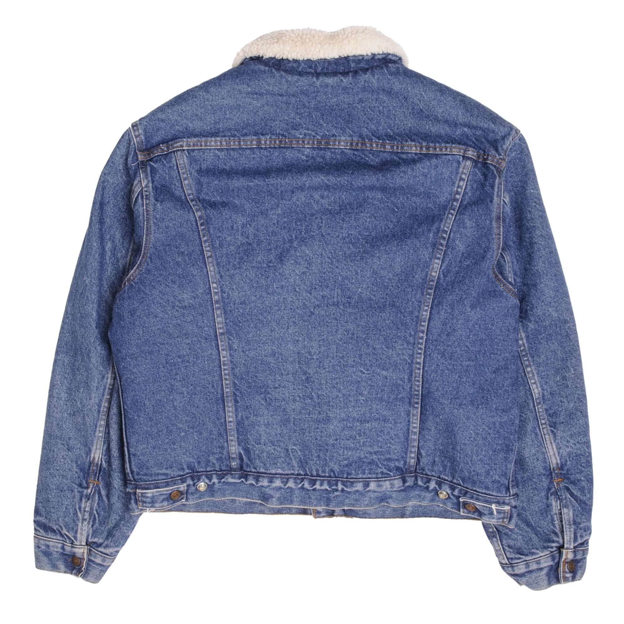 Vintage Levis Sherpa Trucker Denim Jacket Medium Wash Clean 1980s Size 46R Made In USA Button #527