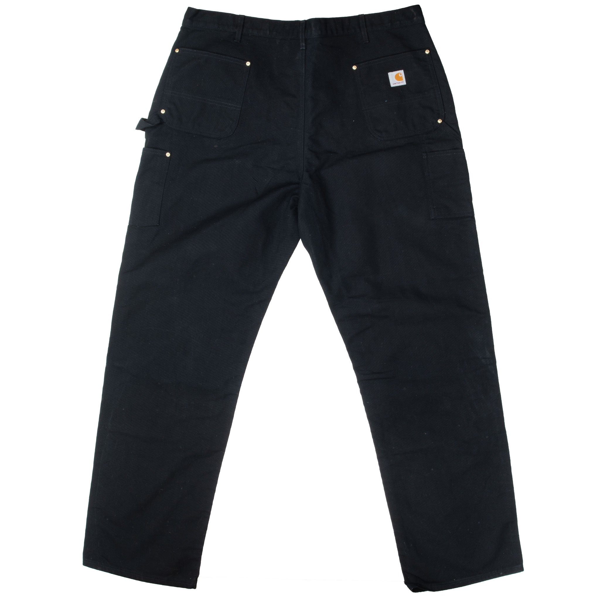 VINTAGE CARHARTT CARPENTER DOUBLE KNEE BLACK PANTS 44X34 MADE IN USA DEADSTOCK