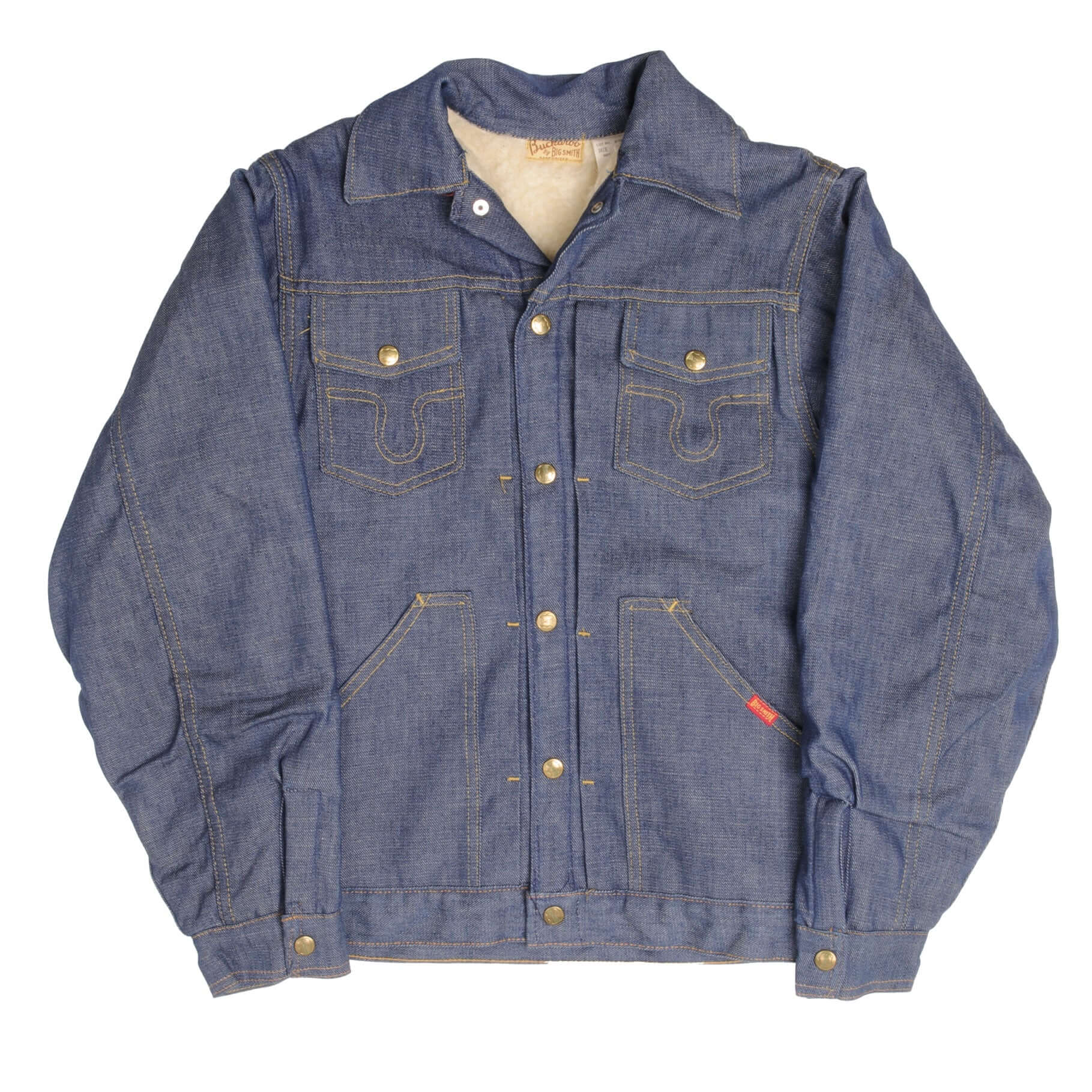 Vintage Buckaroo Big Smith Pleated Fur Lined Denim Jacket Type 2 1960S Size 36 Made In USA