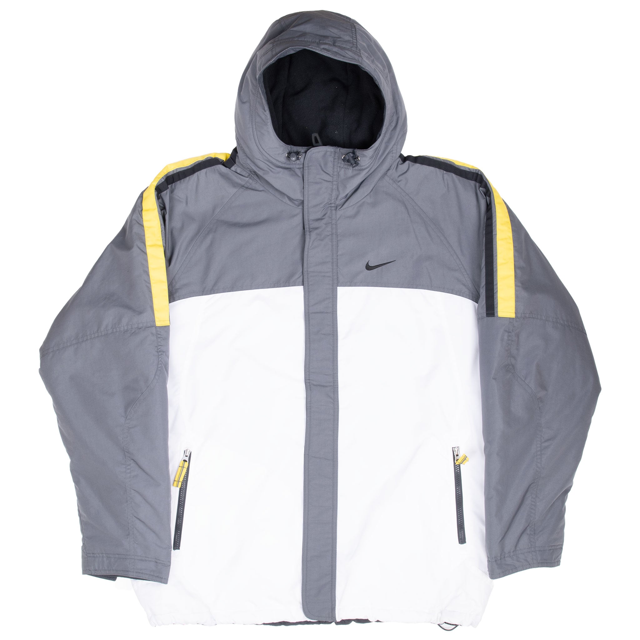 Vintage Nike Classic Swoosh White Grey Heavy Windbreaker Jacket 2000S Size XL