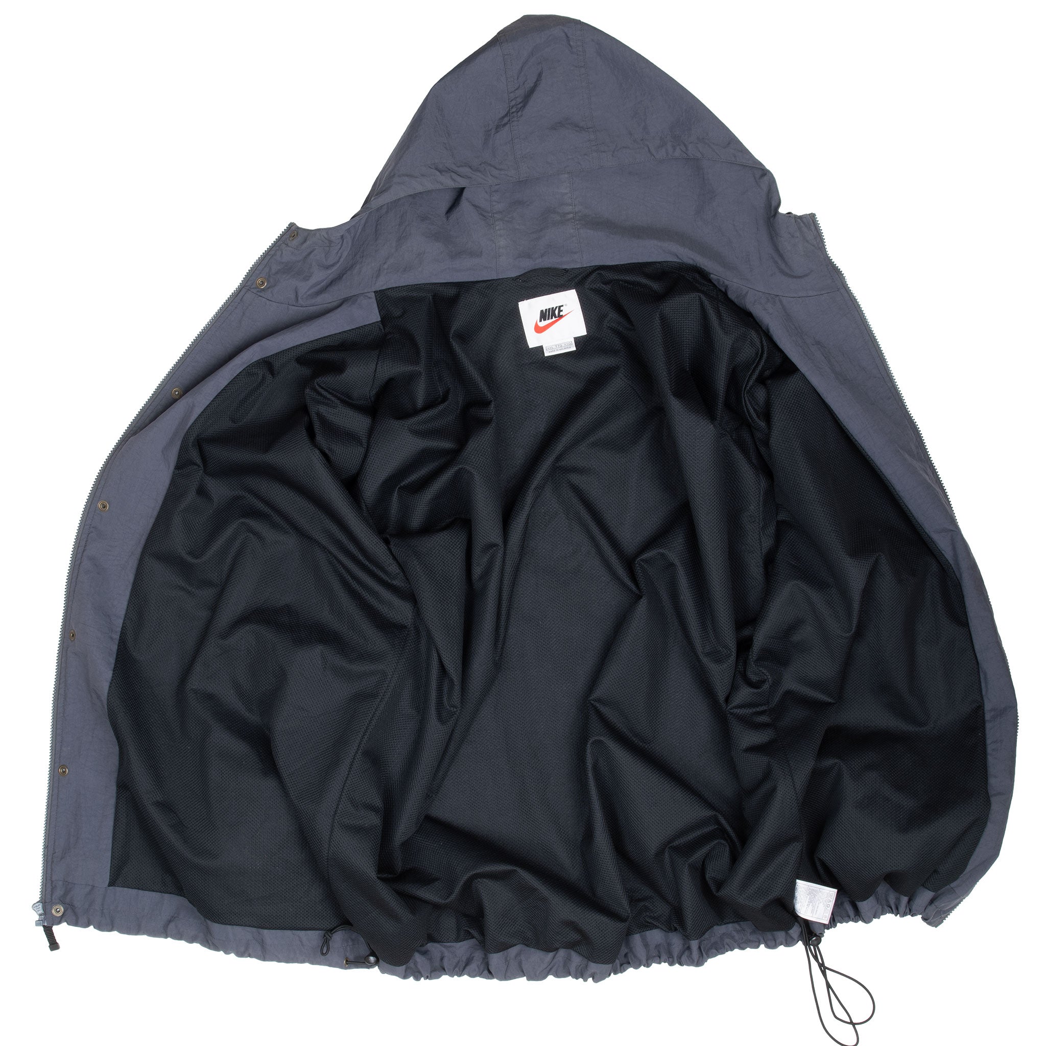 Vintage Nike Dark Grey Hooded Windbreaker Jacket 1990S Size 2XL