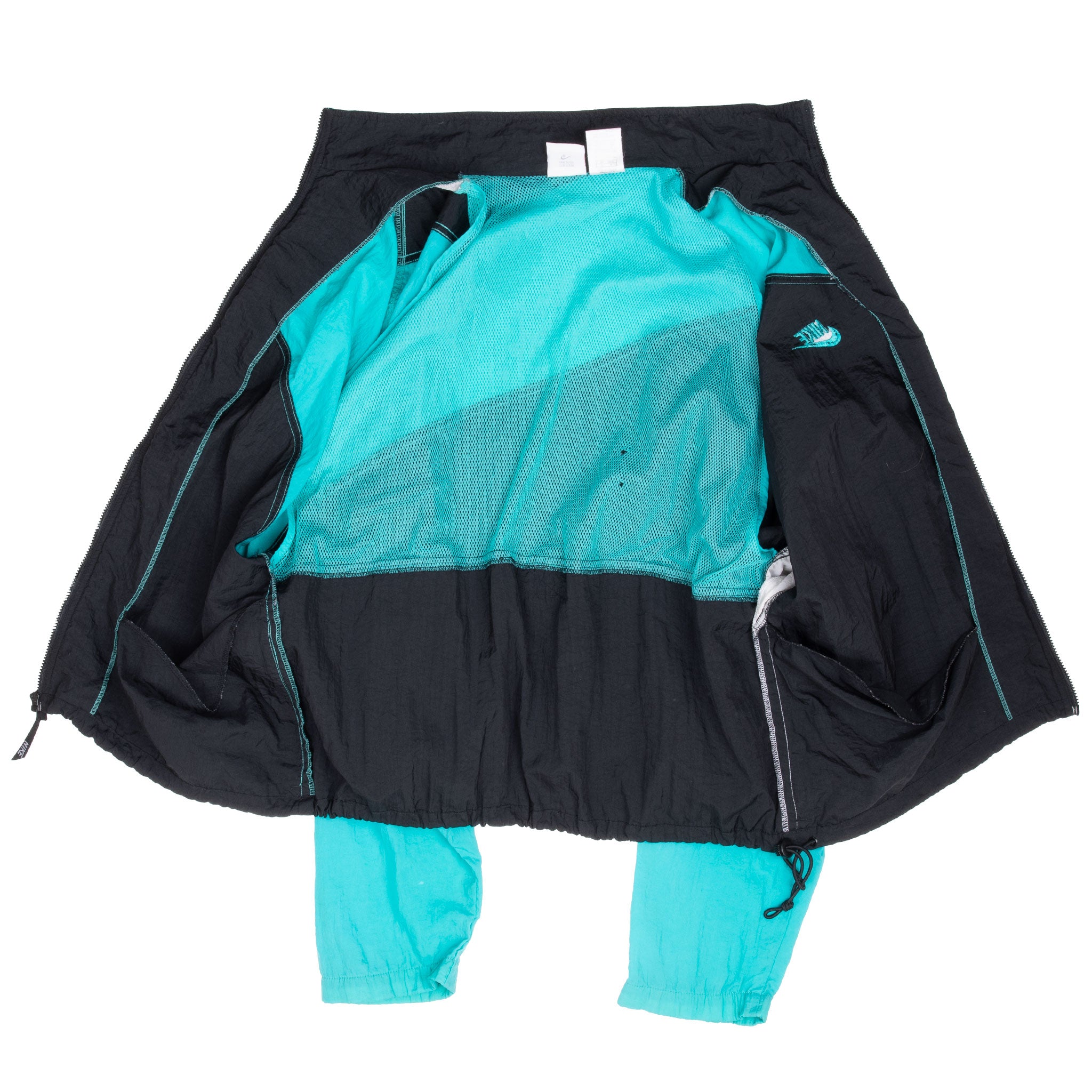 Vintage Nike Turquoise Blue Black Windbreaker Jacket Late 1980S Size Large