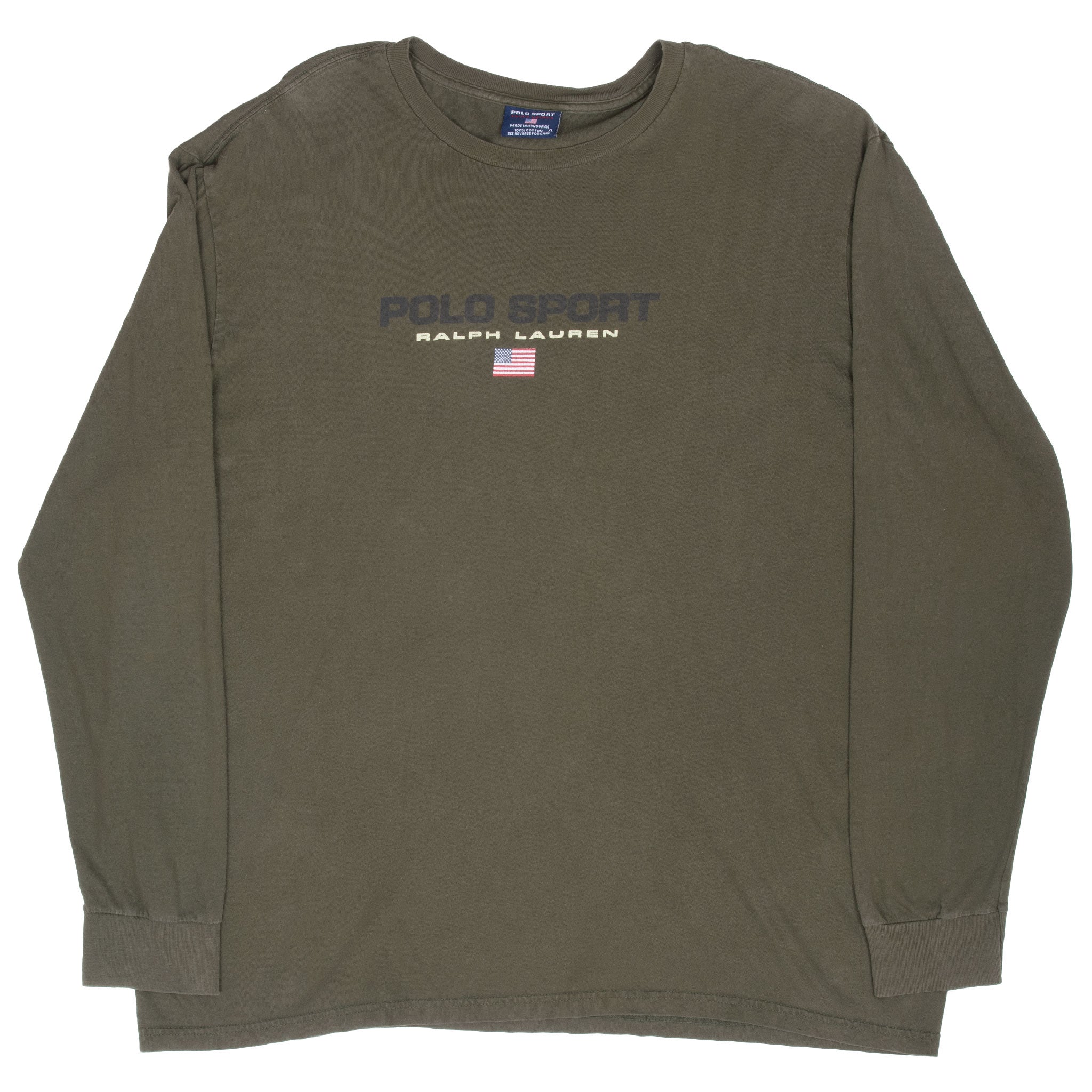 Vintage Ralph Lauren Polo Sport Green Long Sleeve Tee Shirt 1990S Size XL