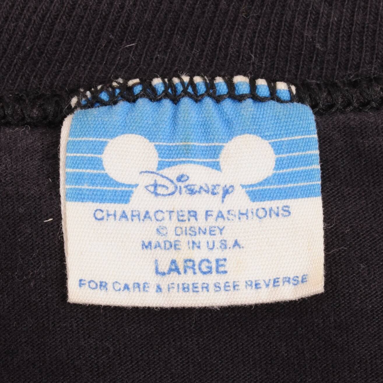 Vintage Black Disney Mickey Mouse 1990S Tee Shirt Size Medium With Single Stitch Sleeves