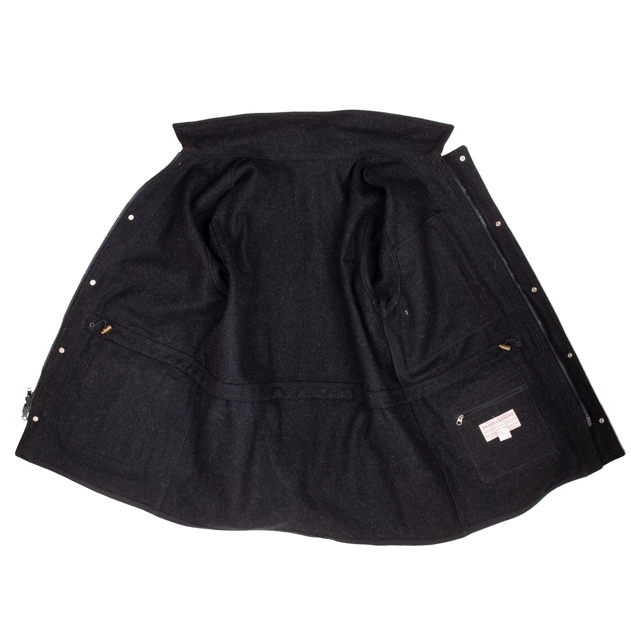 Vintage Filson Weekender Miles Breaker Black Wool Coat Size XL 2000S Made In Usa