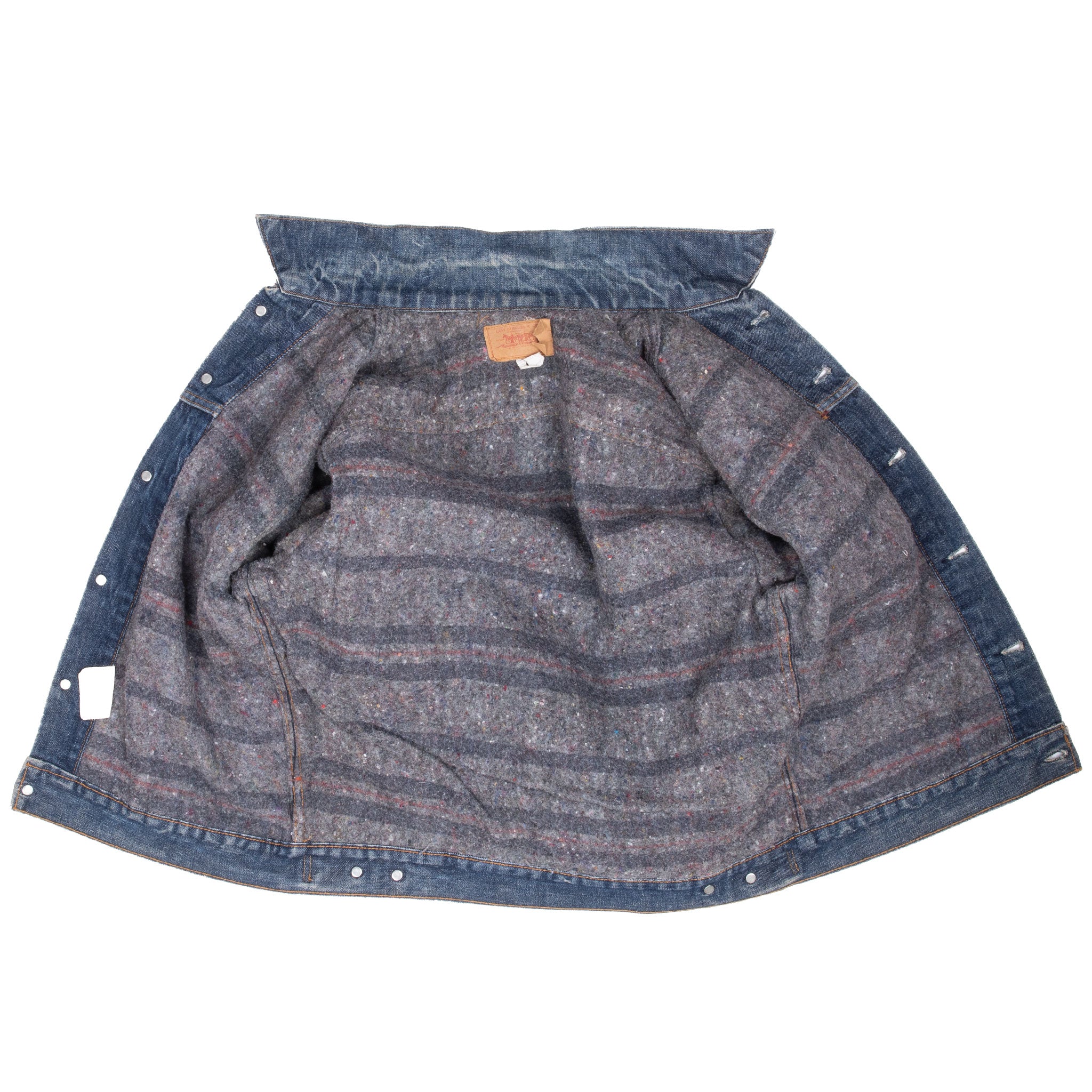 VINTAGE LEVIS INDIGO BLUE 2 POCKETS BLANKET LINED JACKET SIZE 40 1980S MADE IN USA