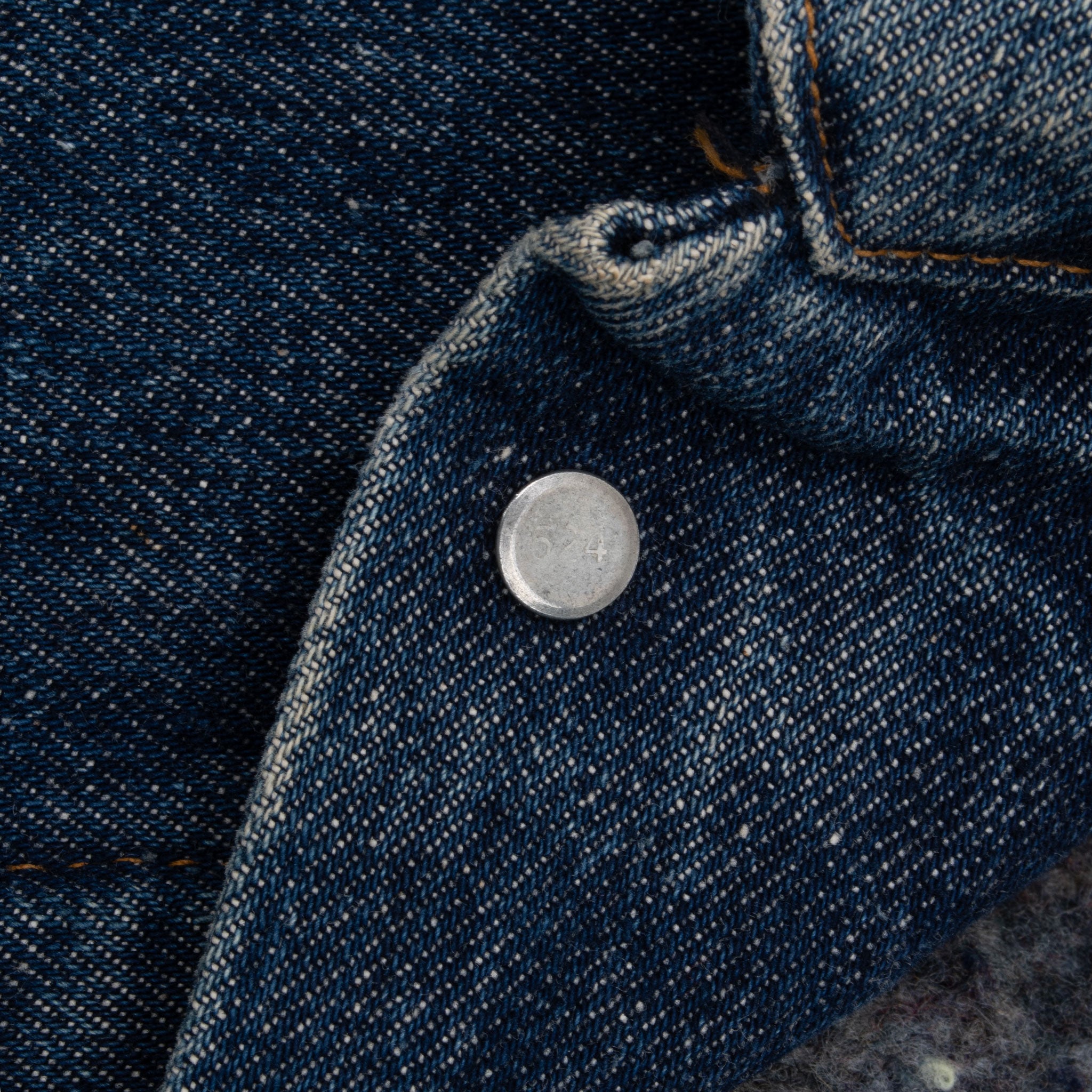 VINTAGE LEVIS INDIGO BLUE 2 POCKETS BLANKET LINED JACKET SIZE 40 1980S MADE IN USA