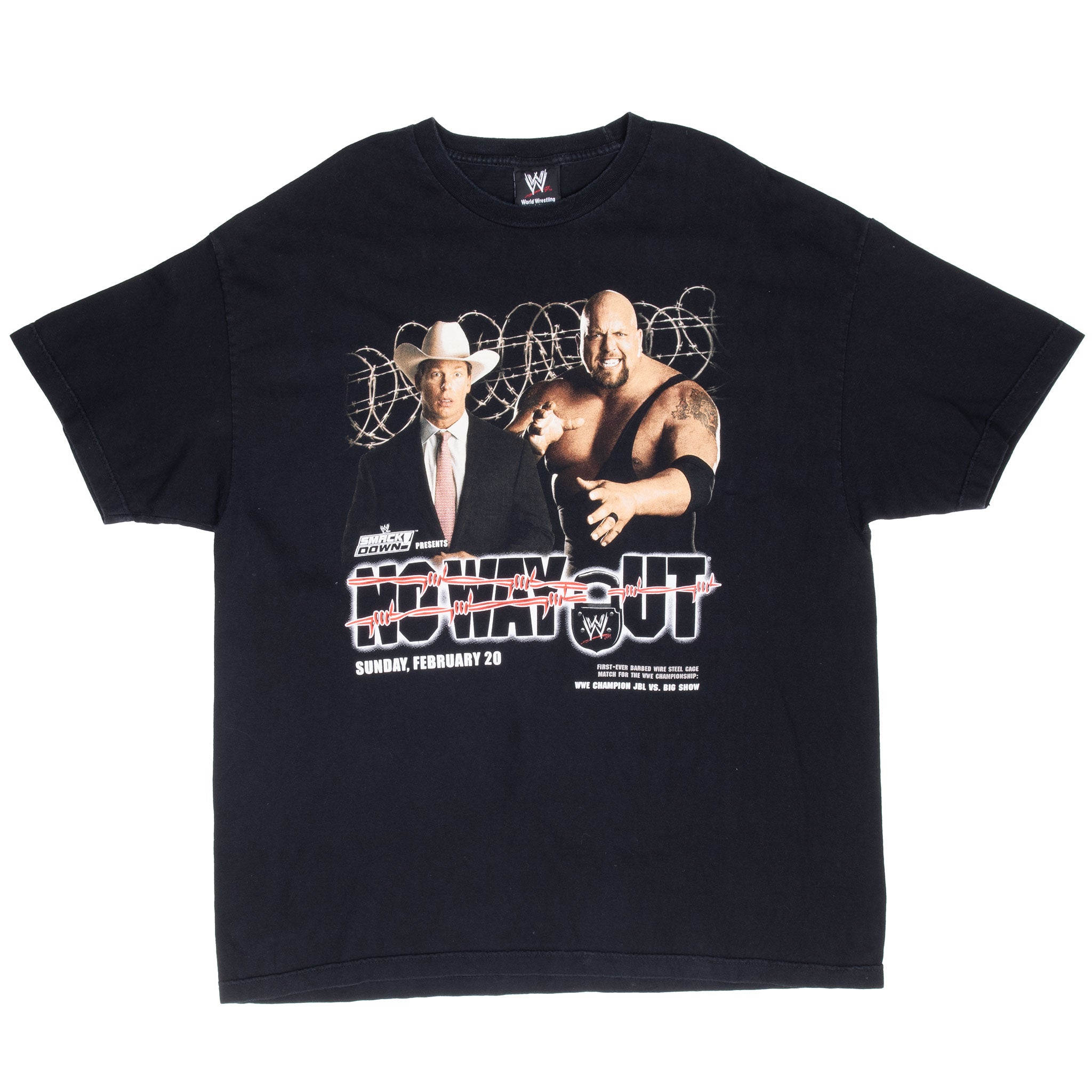 Vintage Wwe No Way Out Big Show Vs Wwe Champion Tee Shirt 2005 Size 2XL