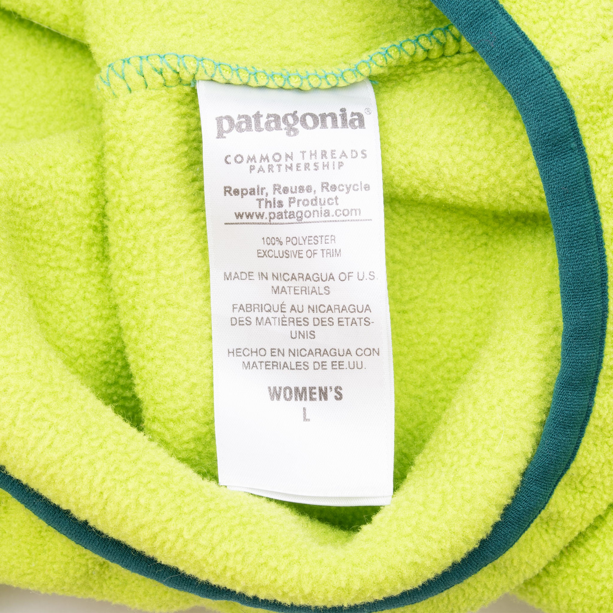 Vintage Patagonia Snap T Synchilla Green and Turquoise Fleece Jacket Size Large Women