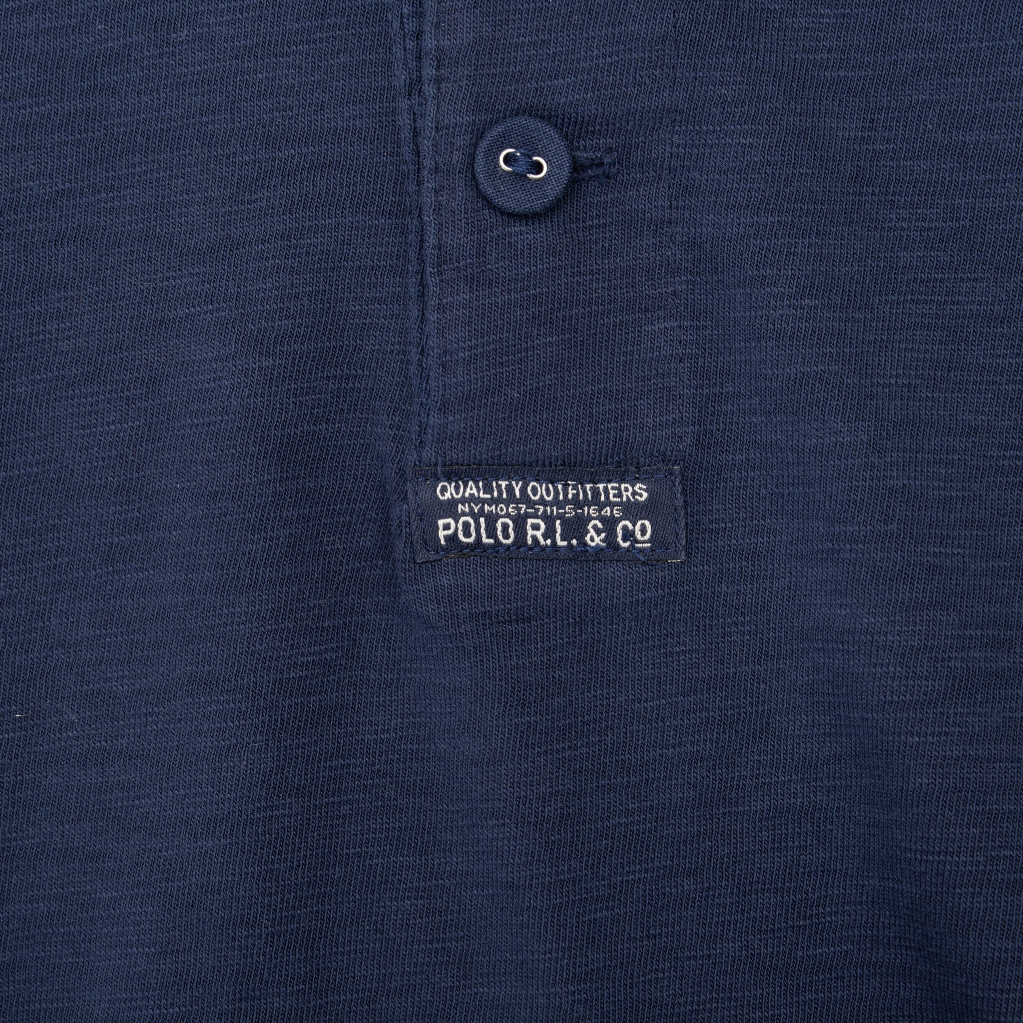 Vintage Ralph Lauren Blue Long Sleeve Henley Tee Shirt Size Large Deadstock