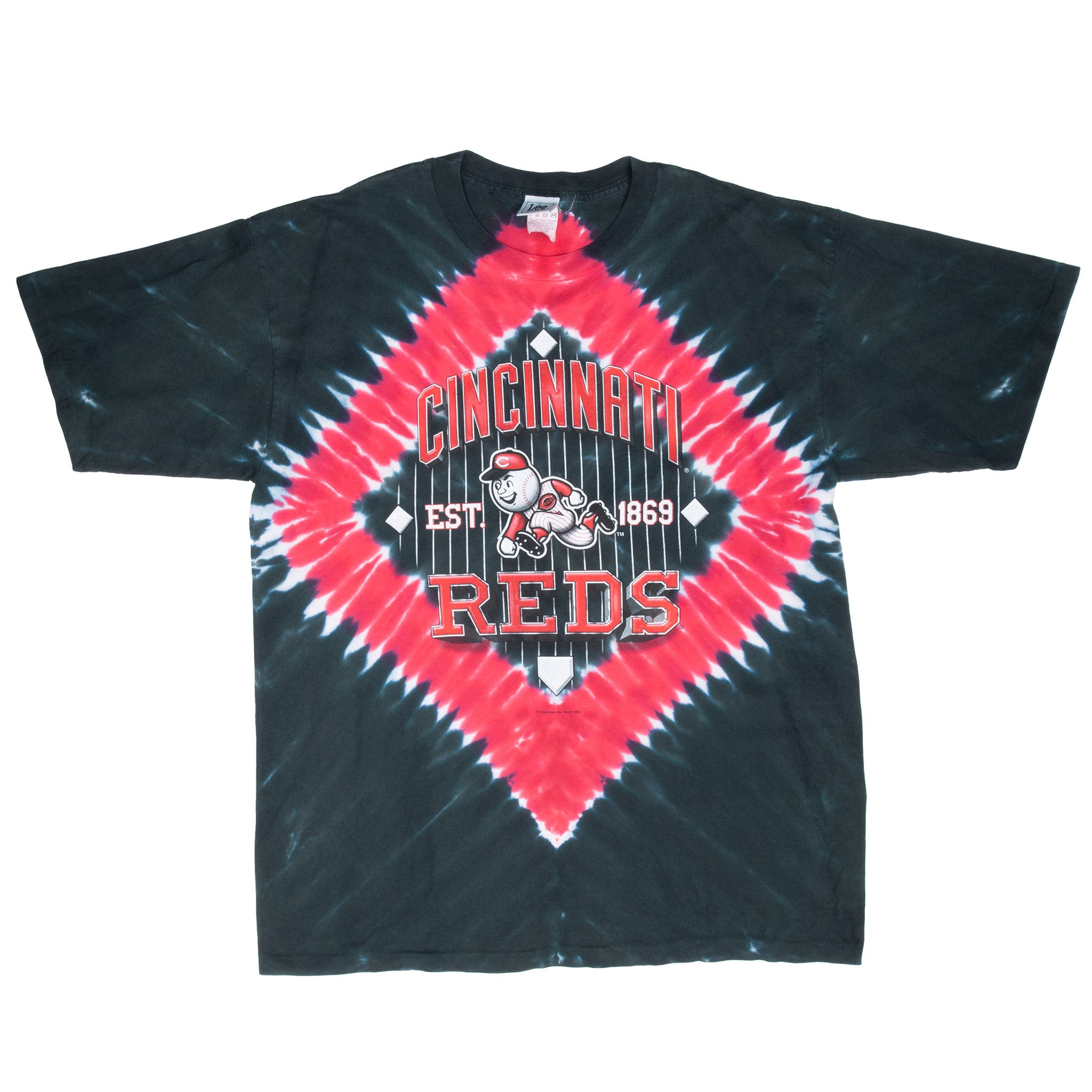 Vintage MLB Cincinnati Reds Tie Dye Tee Shirt 2005 Size XL Made In USA With Single Stitch Sleeves