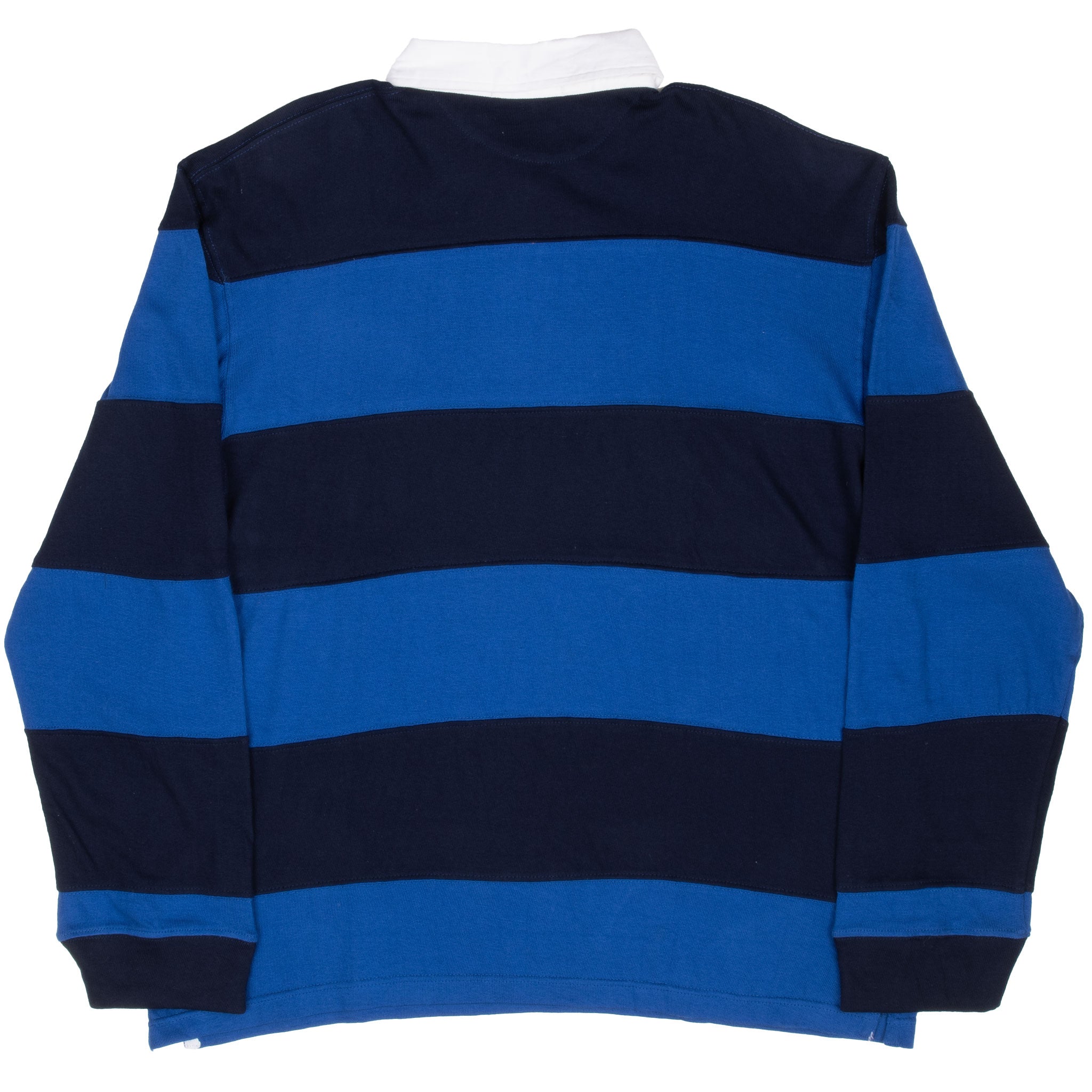 Vintage Ralph Lauren Blue Stripes Rugby Polo Shirt 1990S Size Large Deadstock